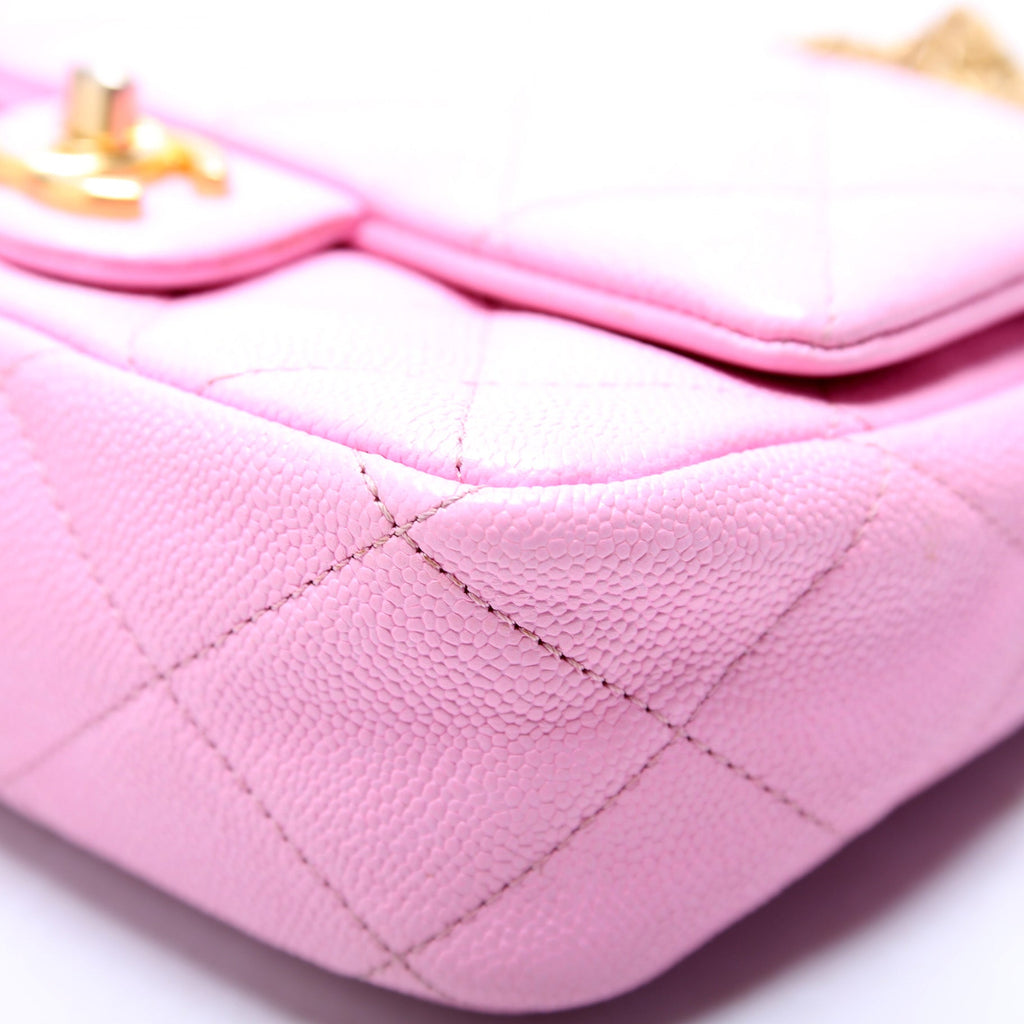 Classic Flap Mini Sweetheart Chain Caviar RFID Pink