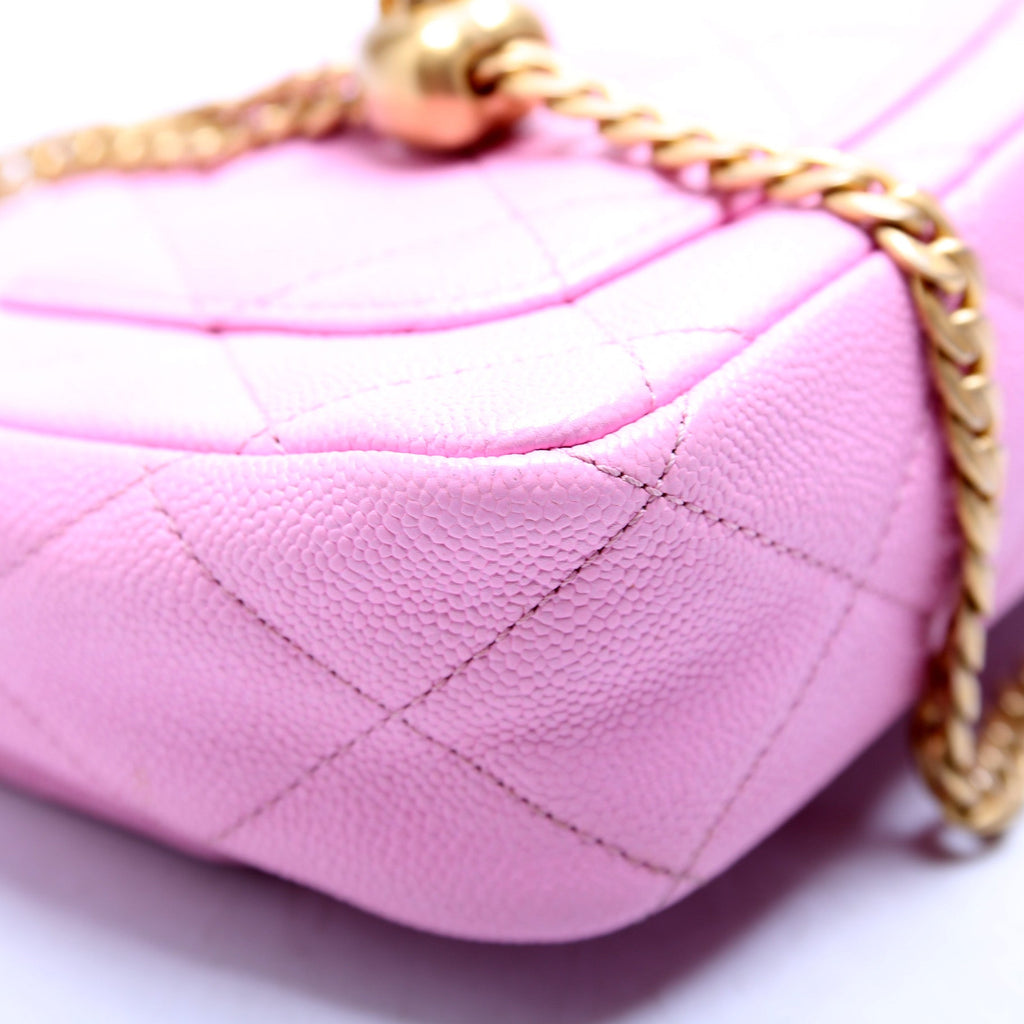 Classic Flap Mini Sweetheart Chain Caviar RFID Pink