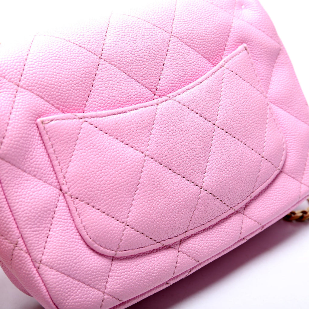 Classic Flap Mini Sweetheart Chain Caviar RFID Pink