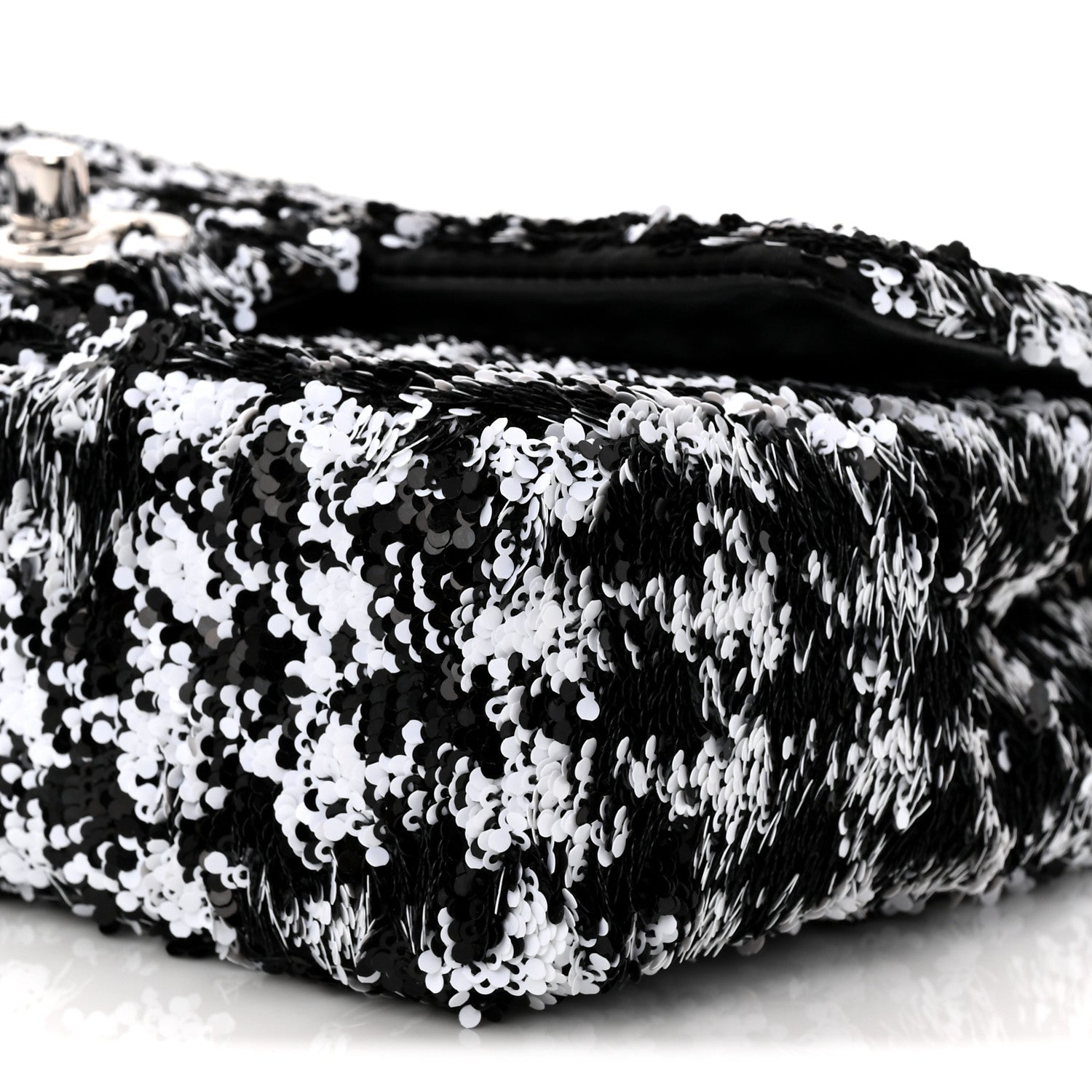 Chanel Sequin Houndstooth Small Flap Black White