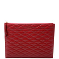 SAINT LAURENT Sade Zip Pouch Quilted Lambskin Red
