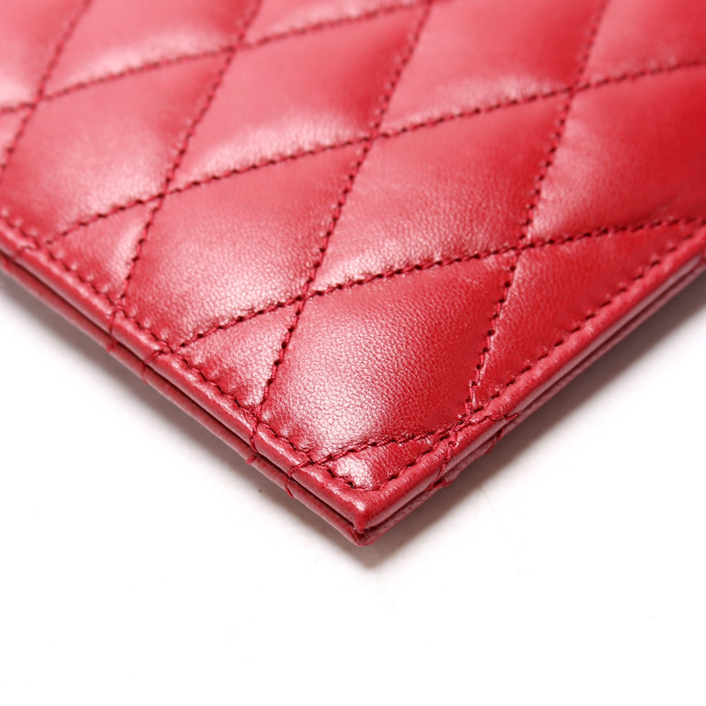 SAINT LAURENT Sade Zip Pouch Quilted Lambskin Red