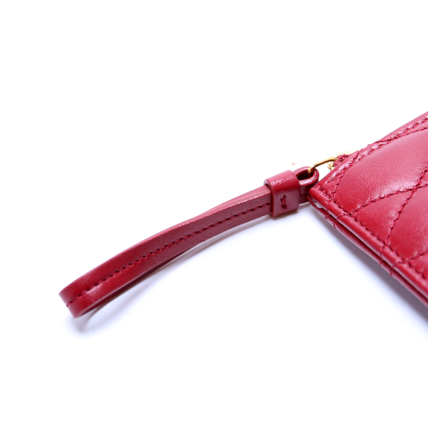 SAINT LAURENT Sade Zip Pouch Quilted Lambskin Red