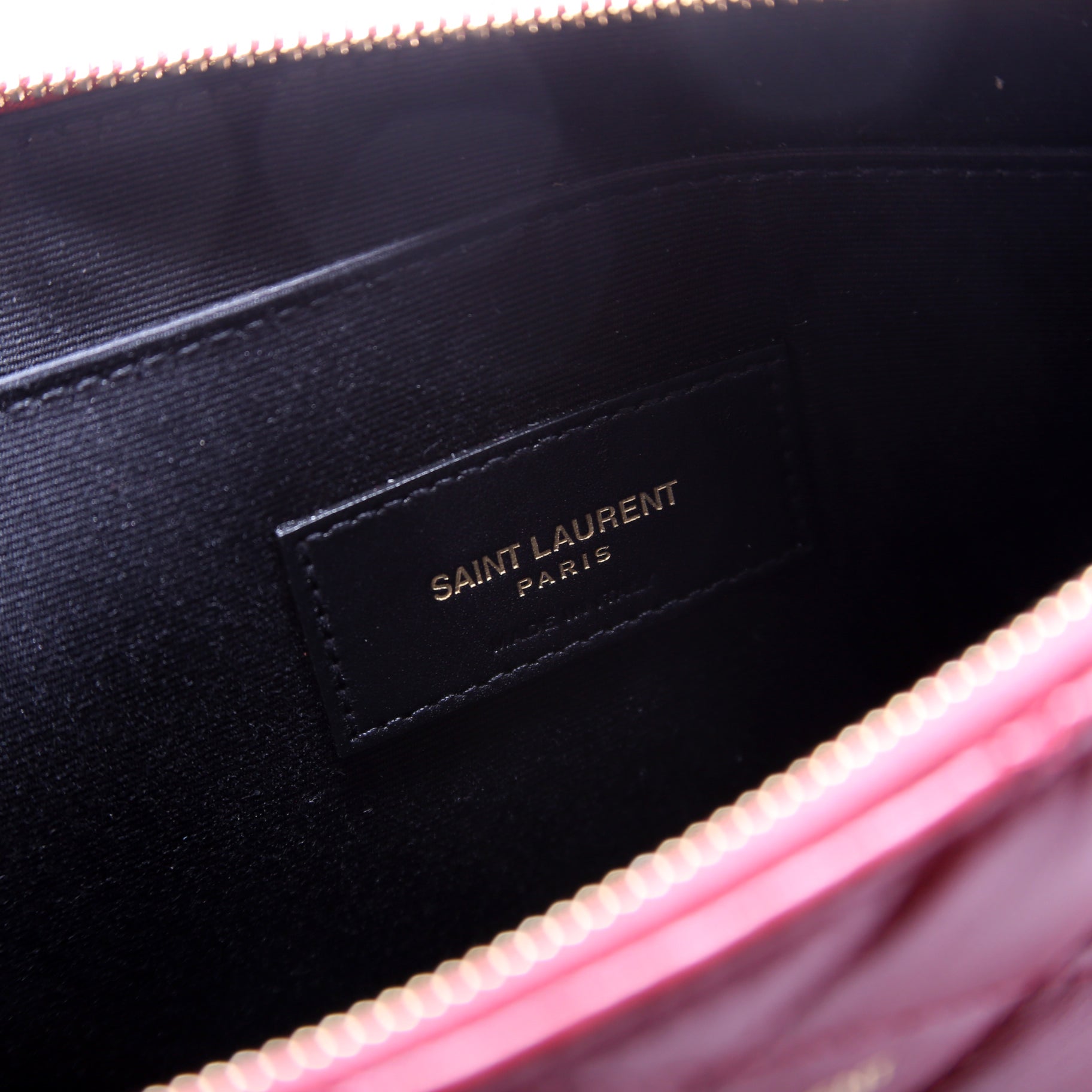 SAINT LAURENT Sade Zip Pouch Quilted Lambskin Red