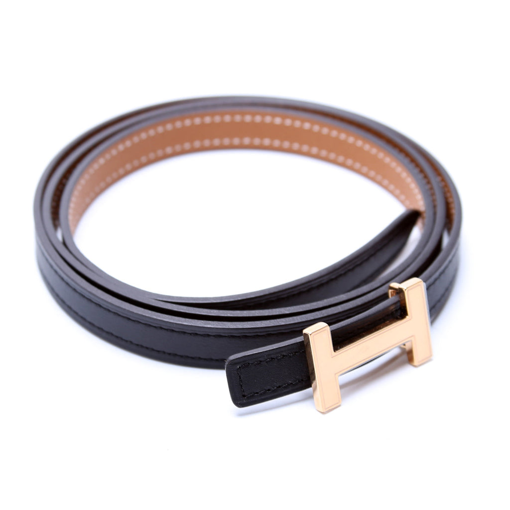 13MM Reversible Leather H Belt Size 90 Black