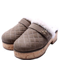 CC Turnlock Suede/Shearling Clogs Size 38 Taupe