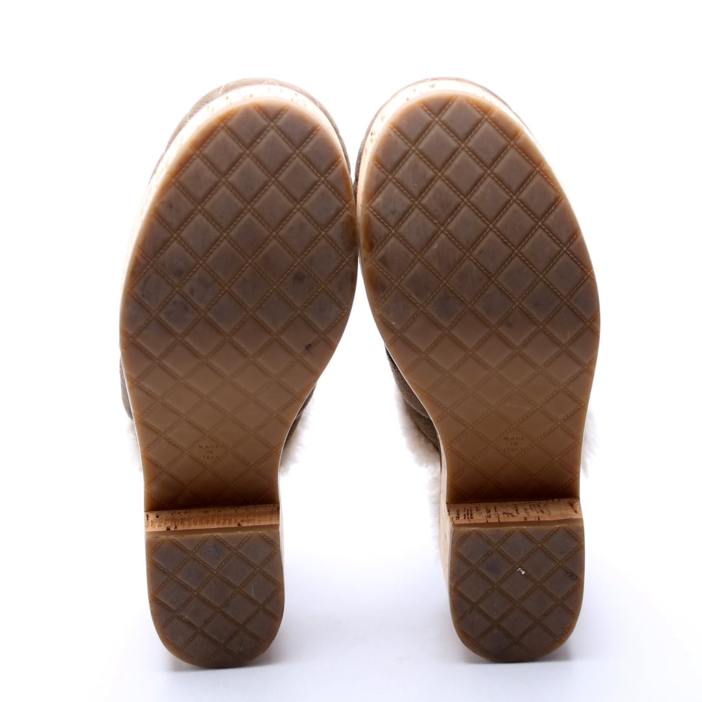 CC Turnlock Suede/Shearling Clogs Size 38 Taupe