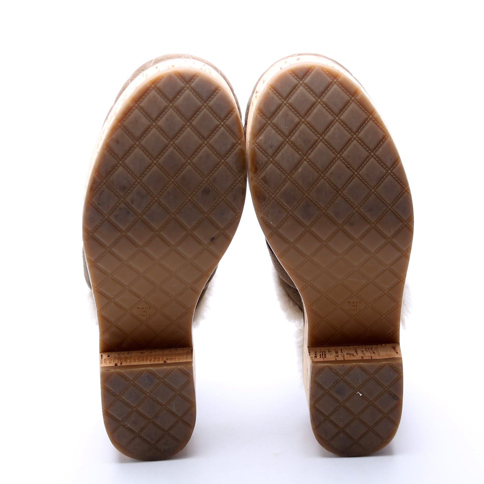 CC Turnlock Suede/Shearling Clogs Size 38 Taupe