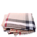 Giant Check Lightweight Wool/Silk Scarf Tan