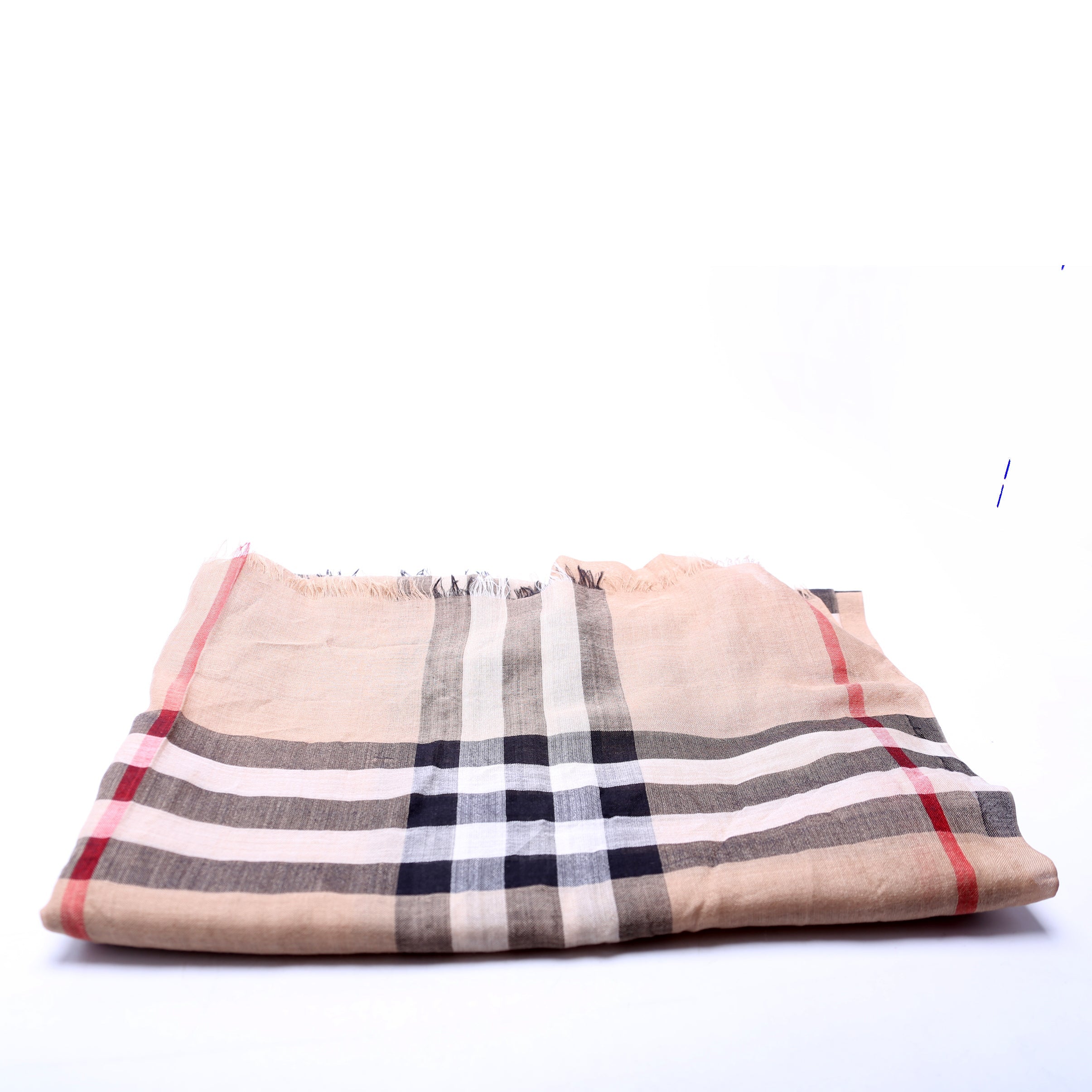 Giant Check Lightweight Wool/Silk Scarf Tan
