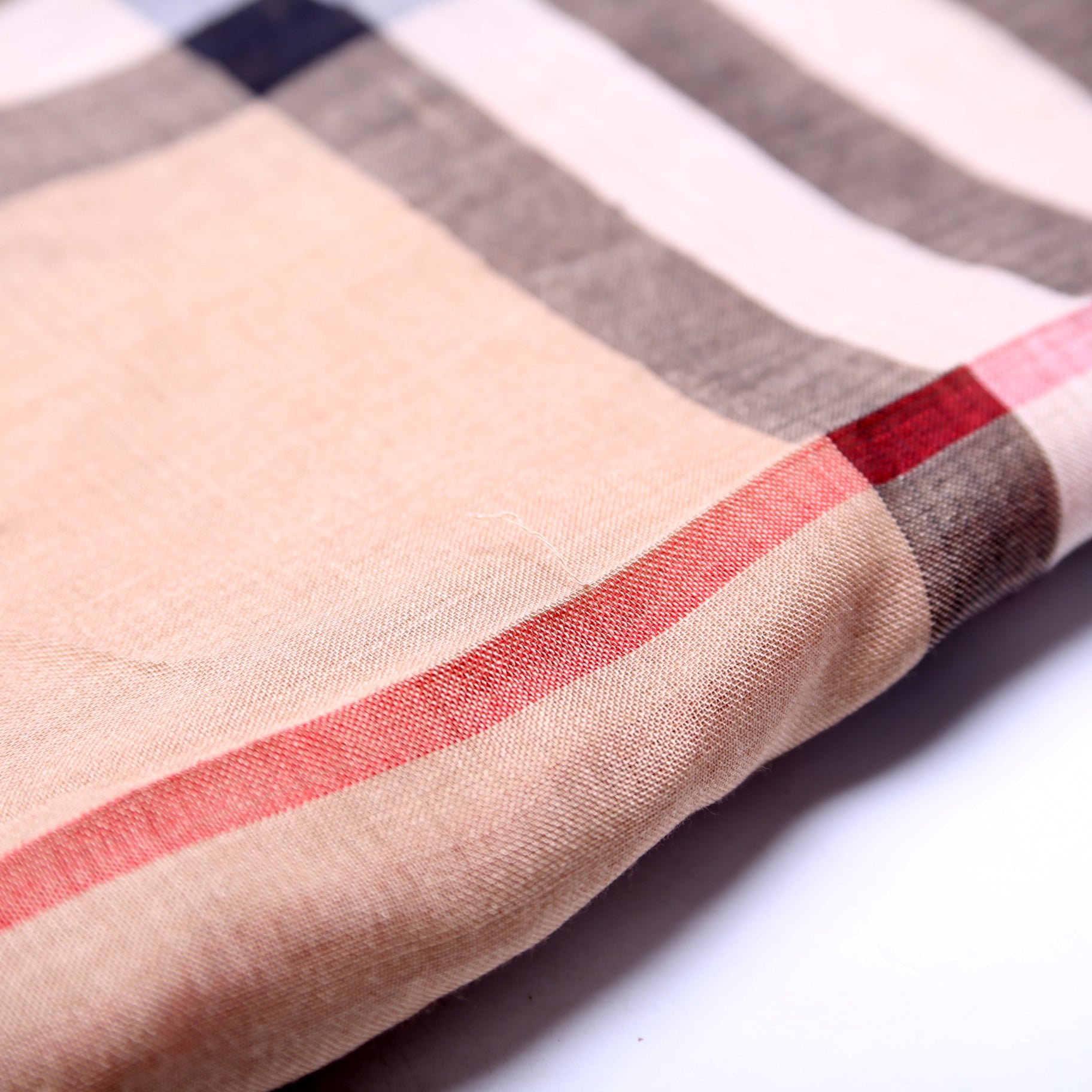 Giant Check Lightweight Wool/Silk Scarf Tan