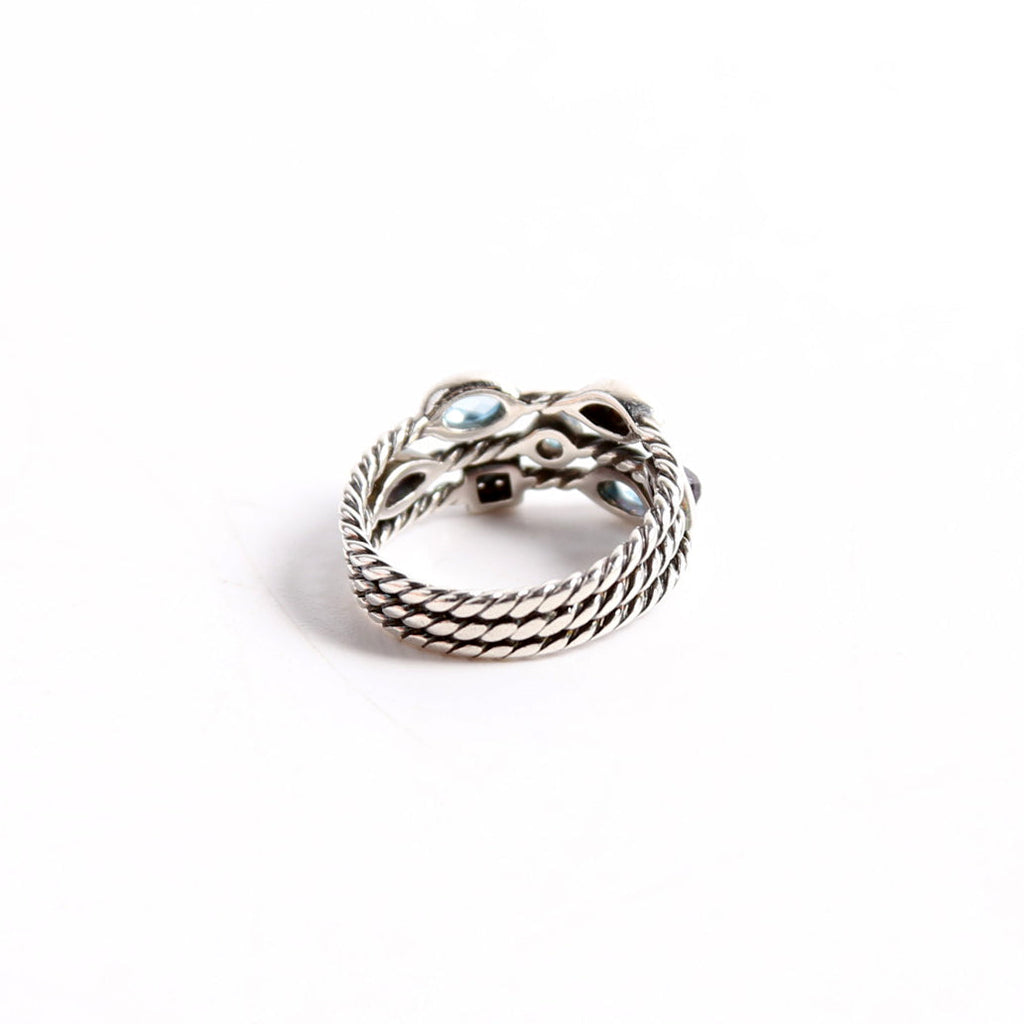 Confetti 3 Row Ring 925/Diamond/Iolite Size 7.5