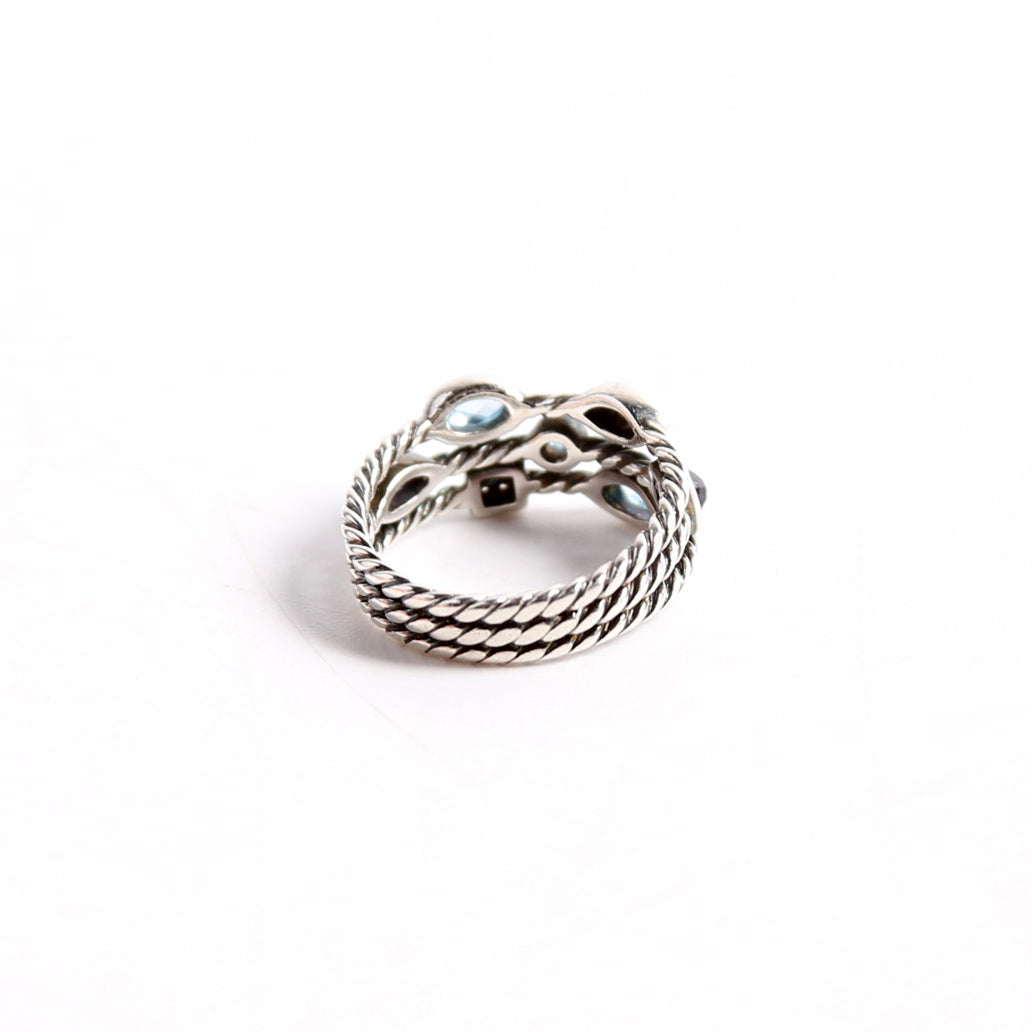 Confetti 3 Row Ring 925/Diamond/Iolite Size 7.5