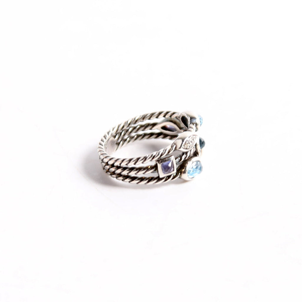 Confetti 3 Row Ring 925/Diamond/Iolite Size 7.5