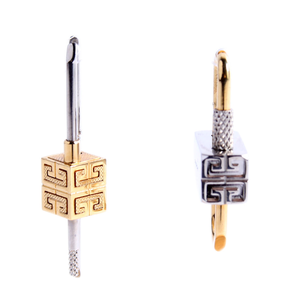 Asymmetrical Lock Metal Earrings Silver/Gold