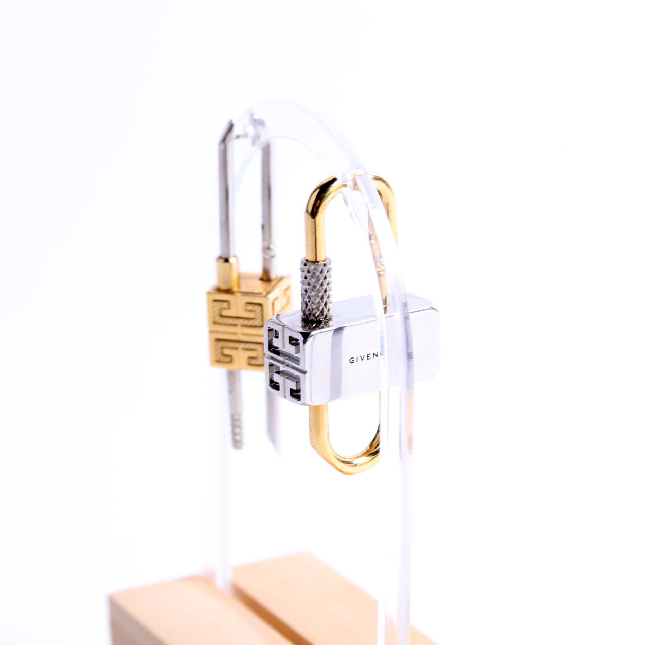 Asymmetrical Lock Metal Earrings Silver/Gold