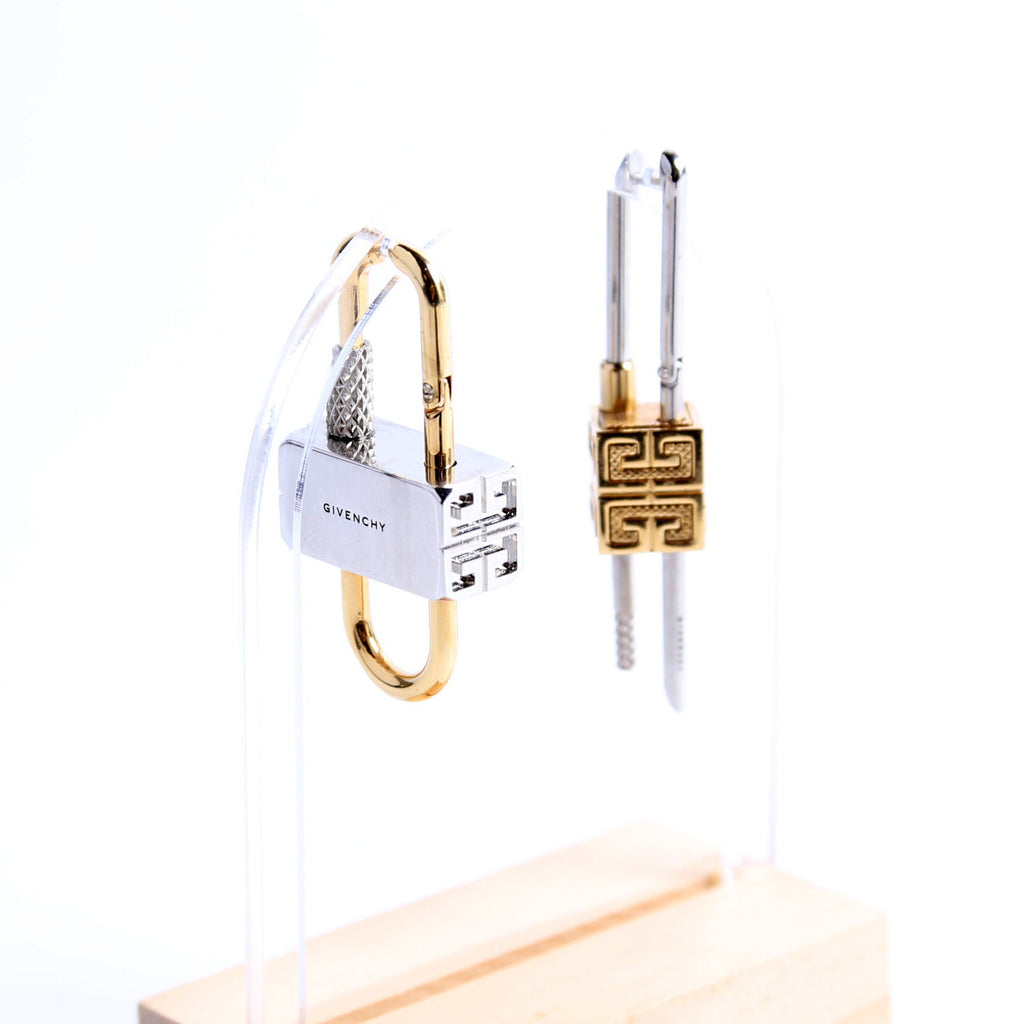 Asymmetrical Lock Metal Earrings Silver/Gold