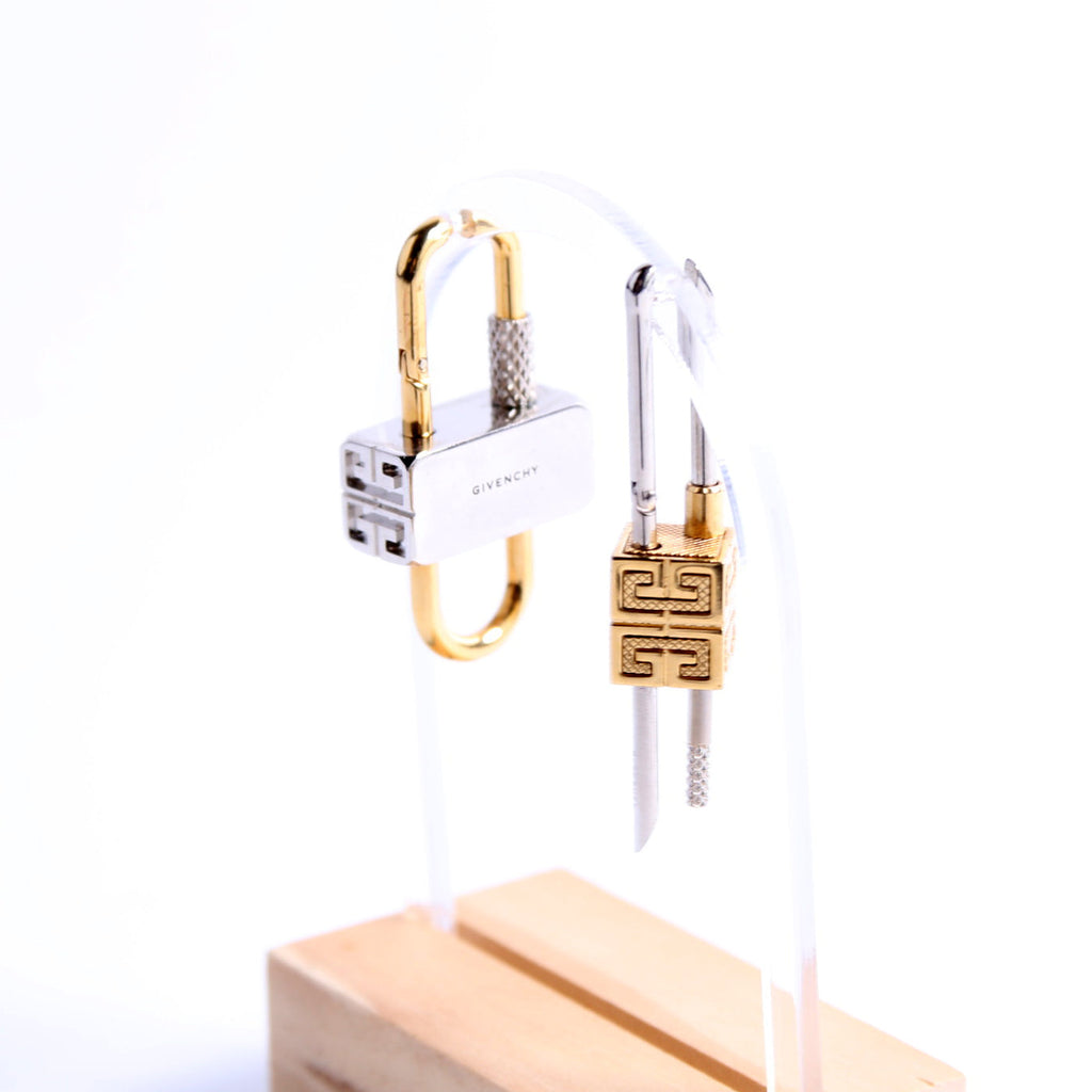 Asymmetrical Lock Metal Earrings Silver/Gold