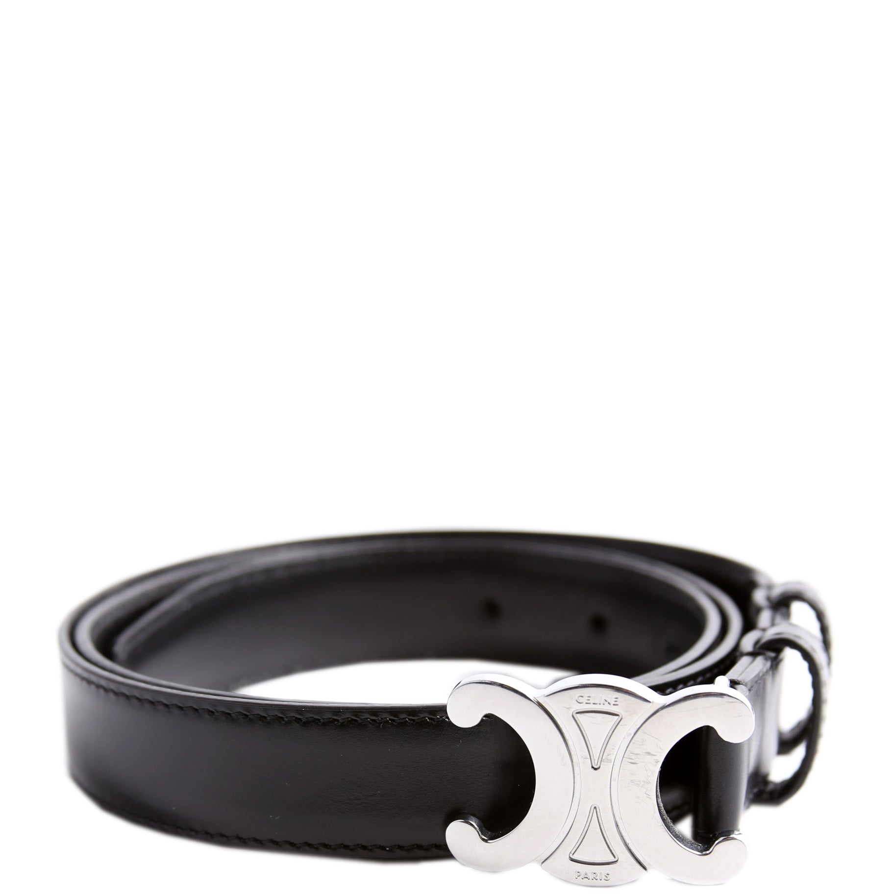 Triomphe Medium Taurillion Leather Belt Size 85/34 Black