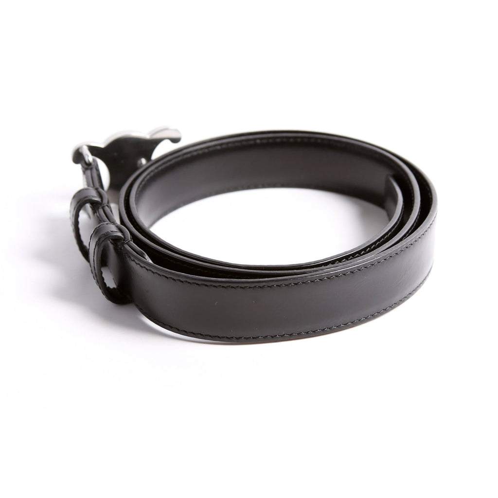 Triomphe Medium Taurillion Leather Belt Size 85/34 Black