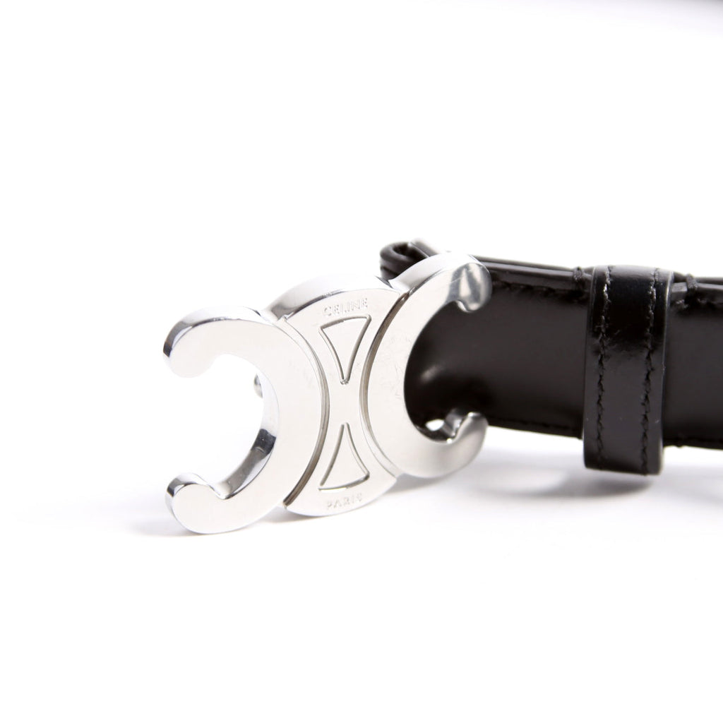 Triomphe Medium Taurillion Leather Belt Size 85/34 Black