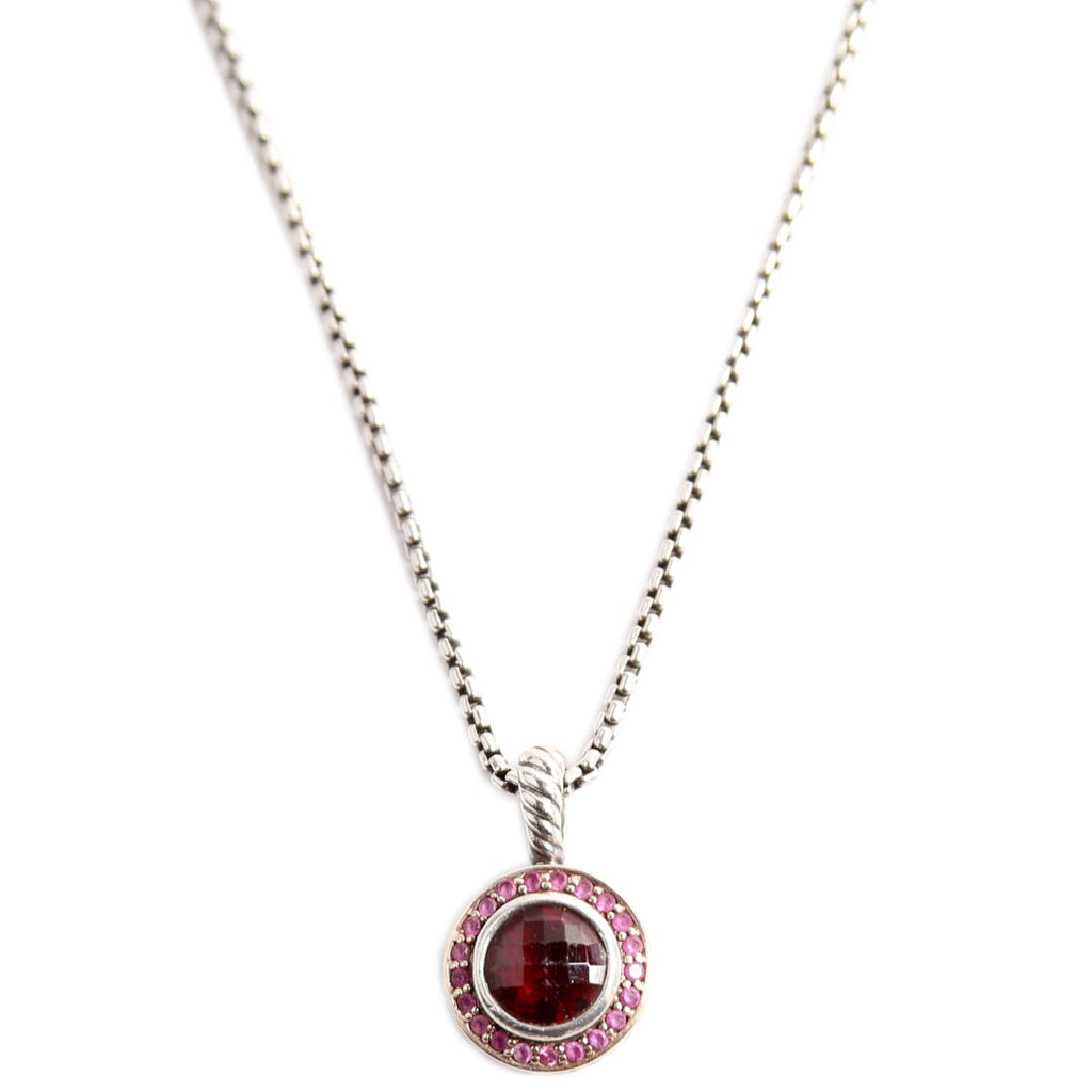 Dome Pendant Necklace 925/Garnet/Ruby