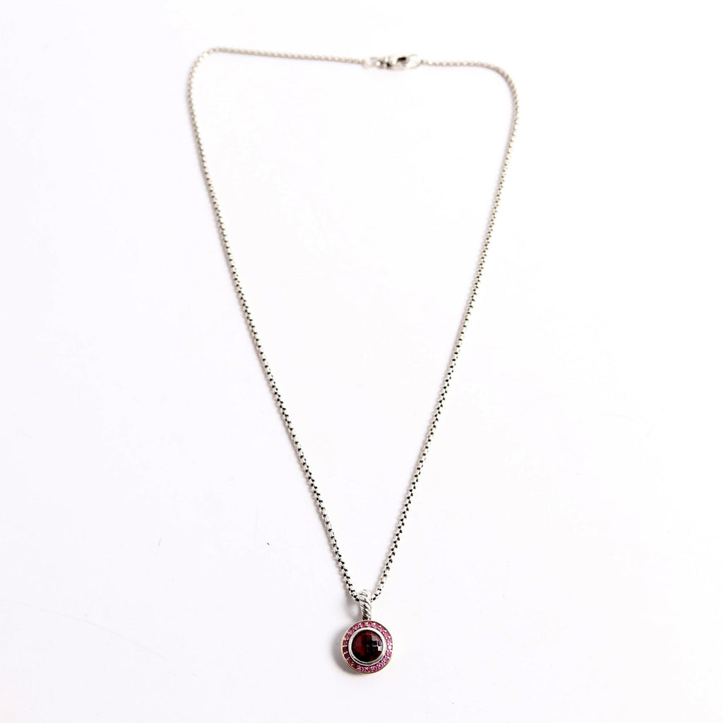 Dome Pendant Necklace 925/Garnet/Ruby