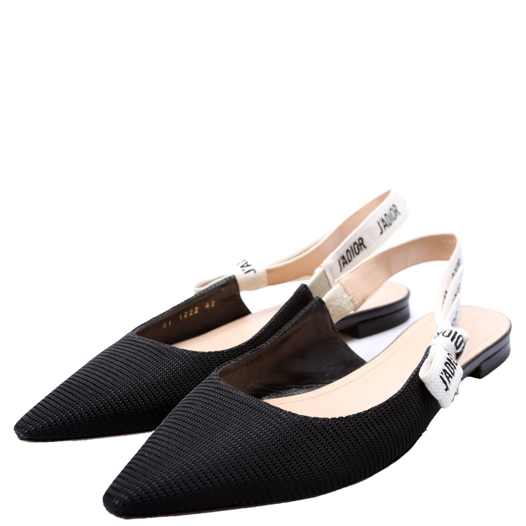 J'adior Slingback Flats Size 42 Black