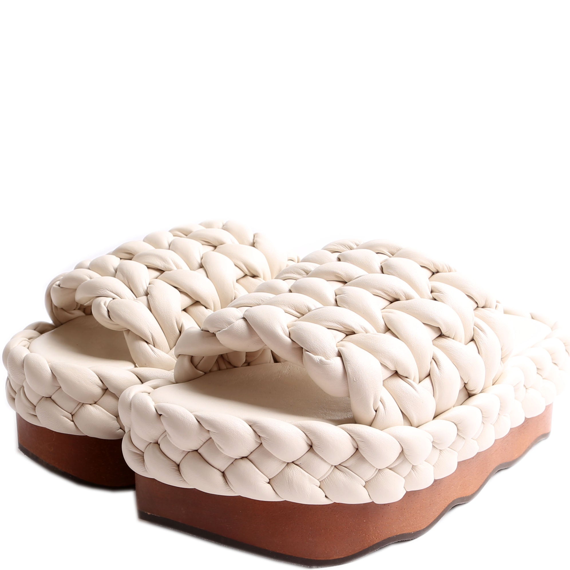 Wavy Leather Platform Slides Size 38