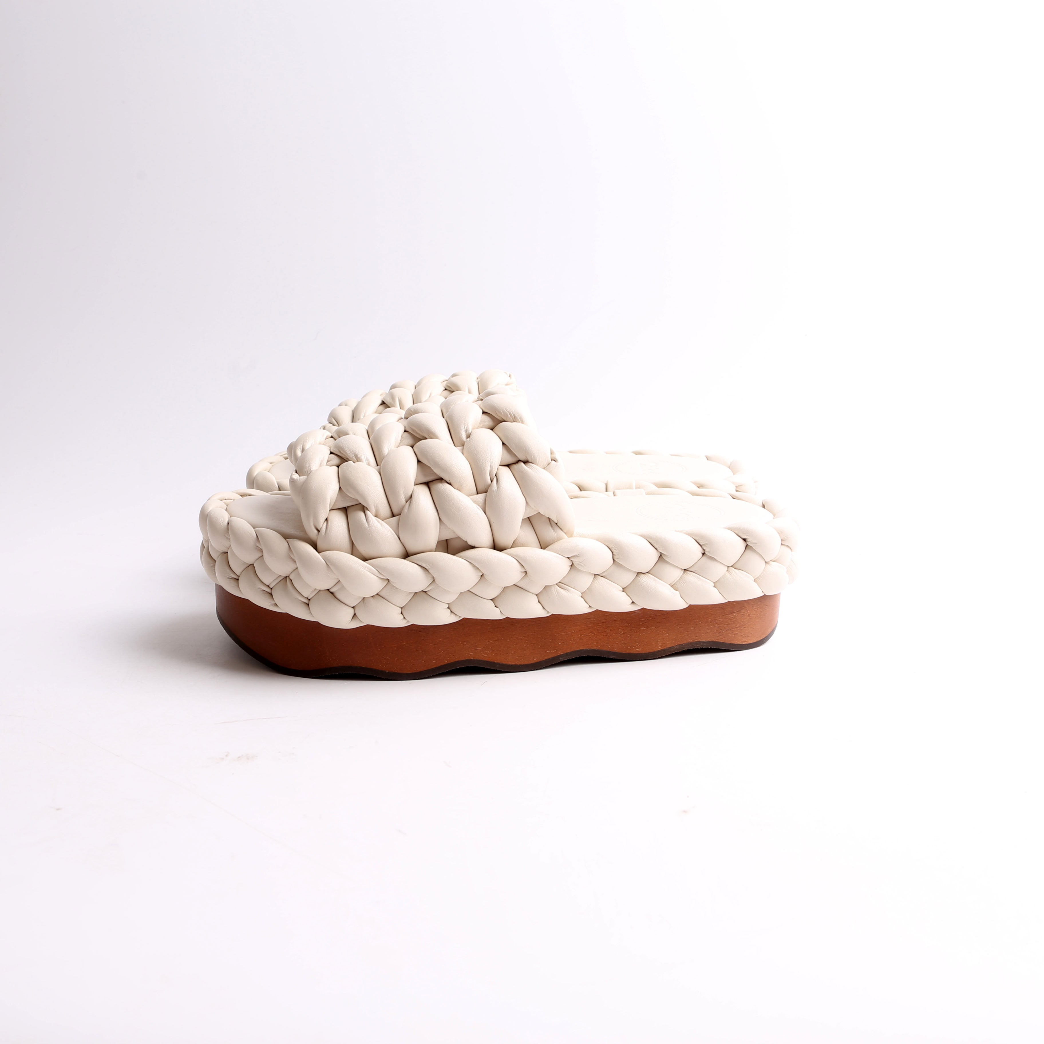 Wavy Leather Platform Slides Size 38