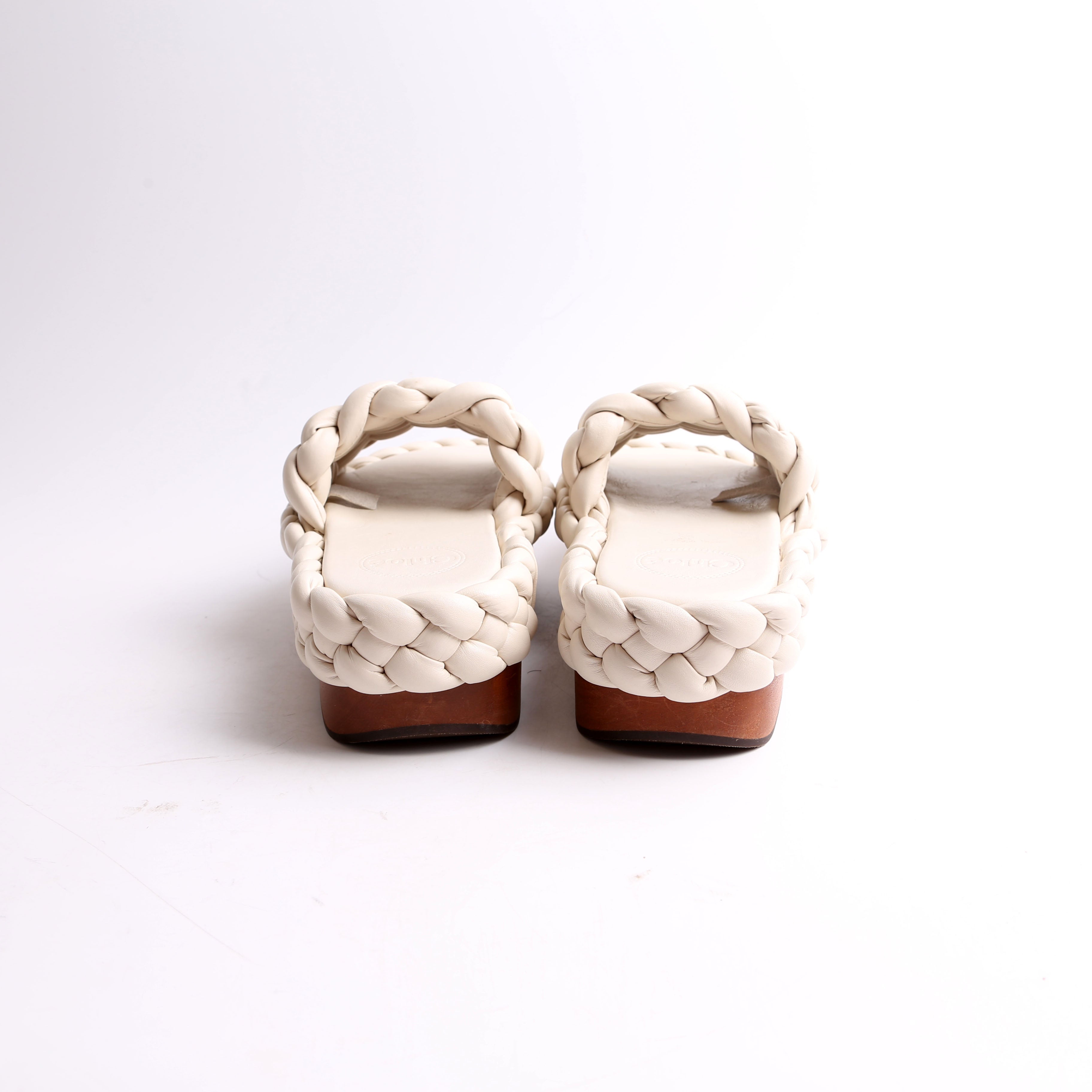 Wavy Leather Platform Slides Size 38