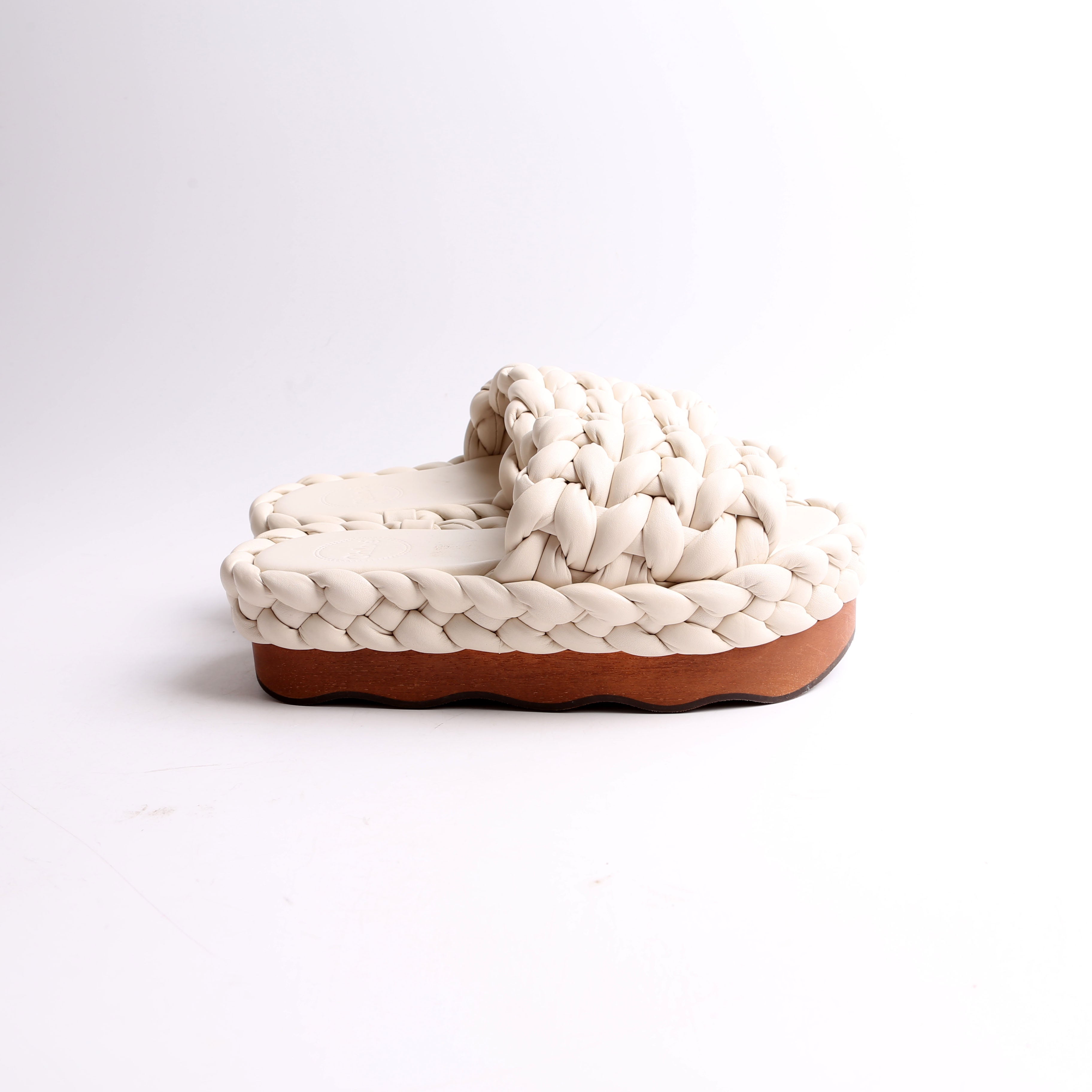 Wavy Leather Platform Slides Size 38
