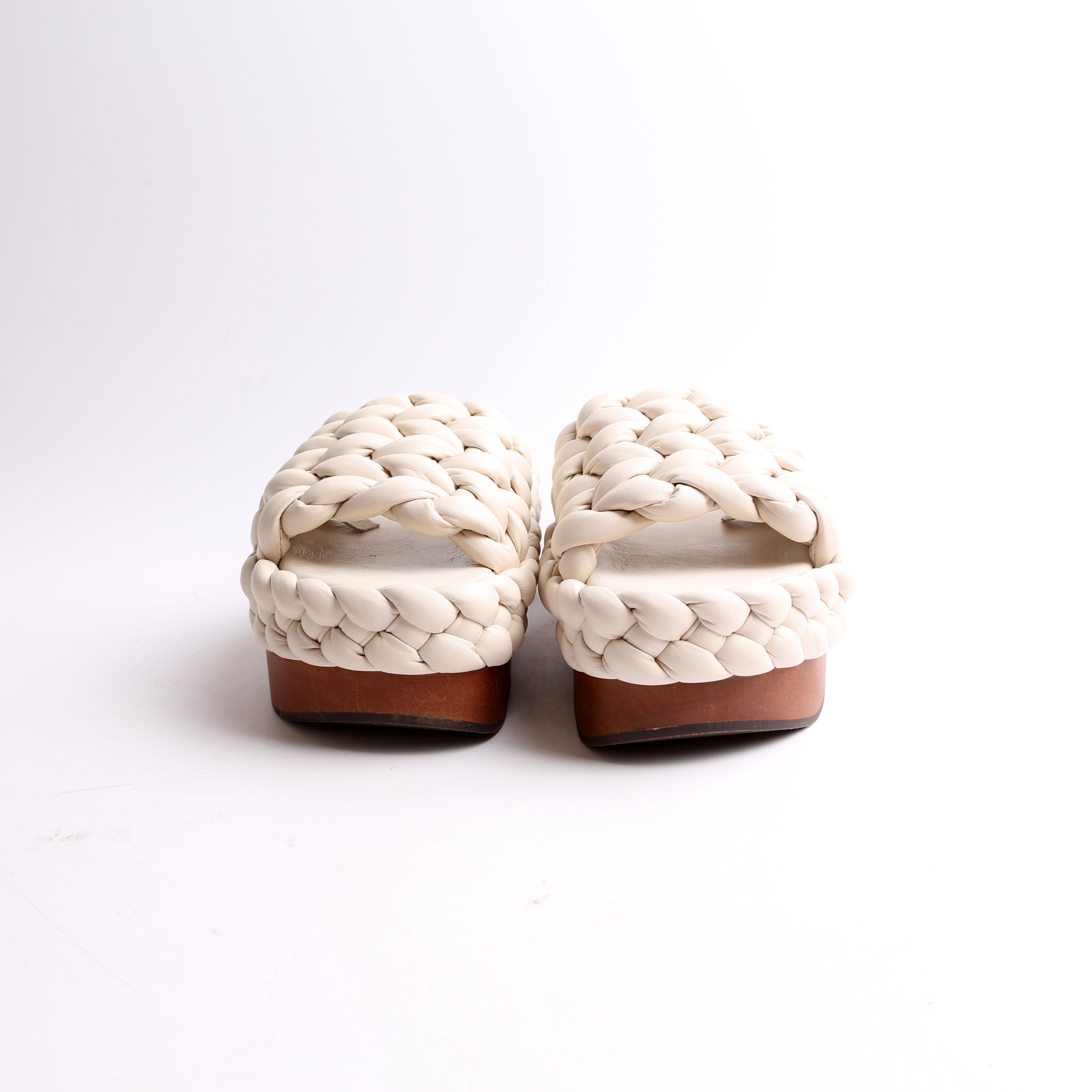Wavy Leather Platform Slides Size 38