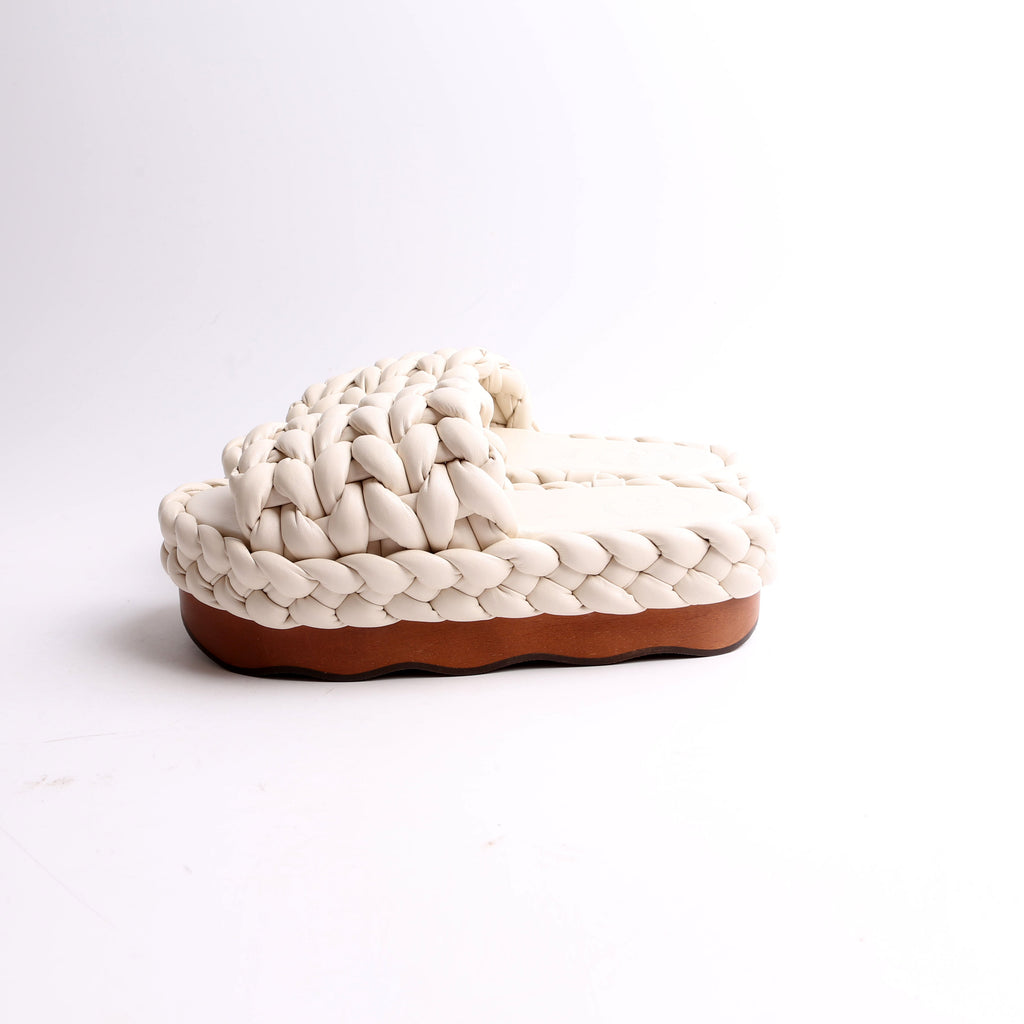 Wavy Leather Platform Slides Size 38