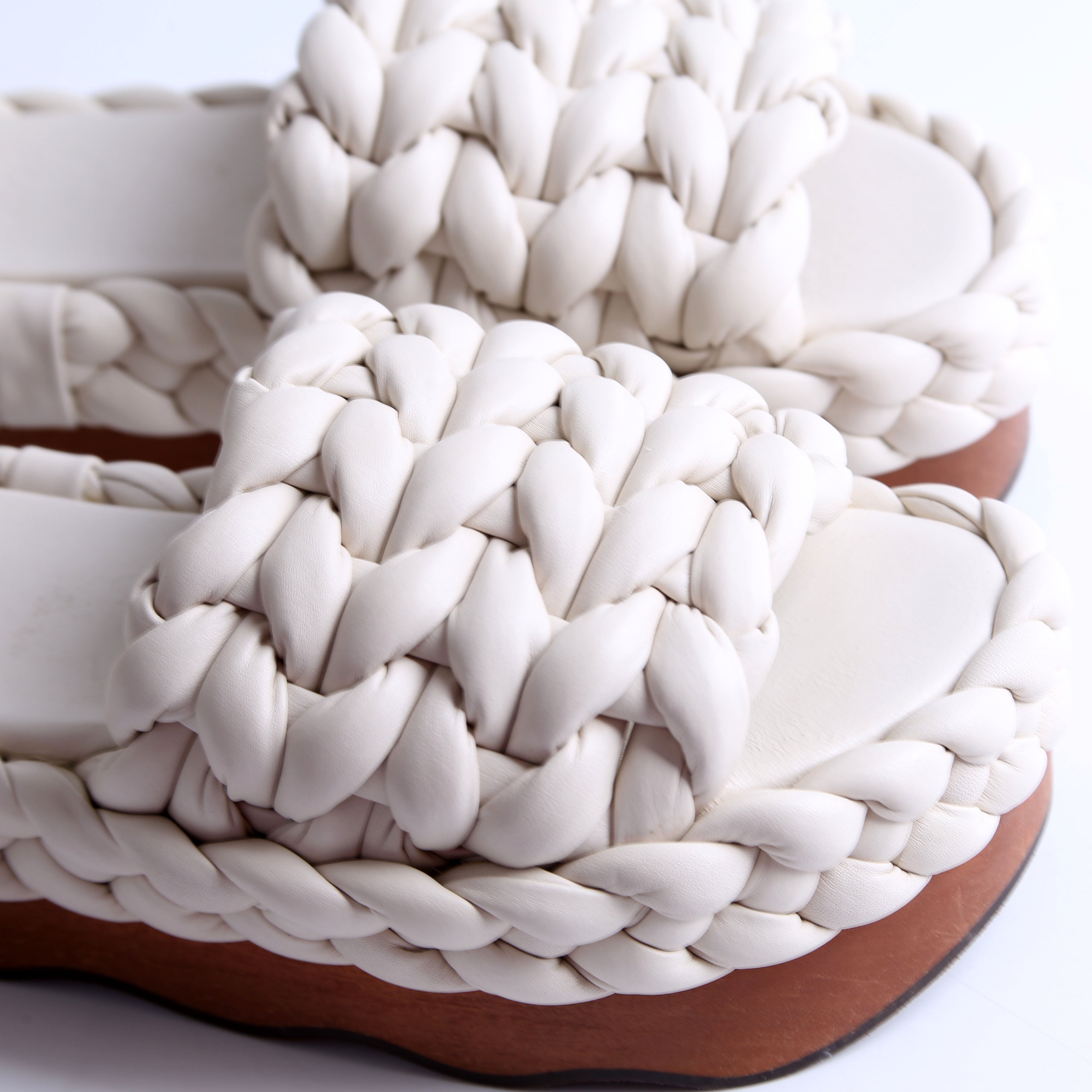 Wavy Leather Platform Slides Size 38