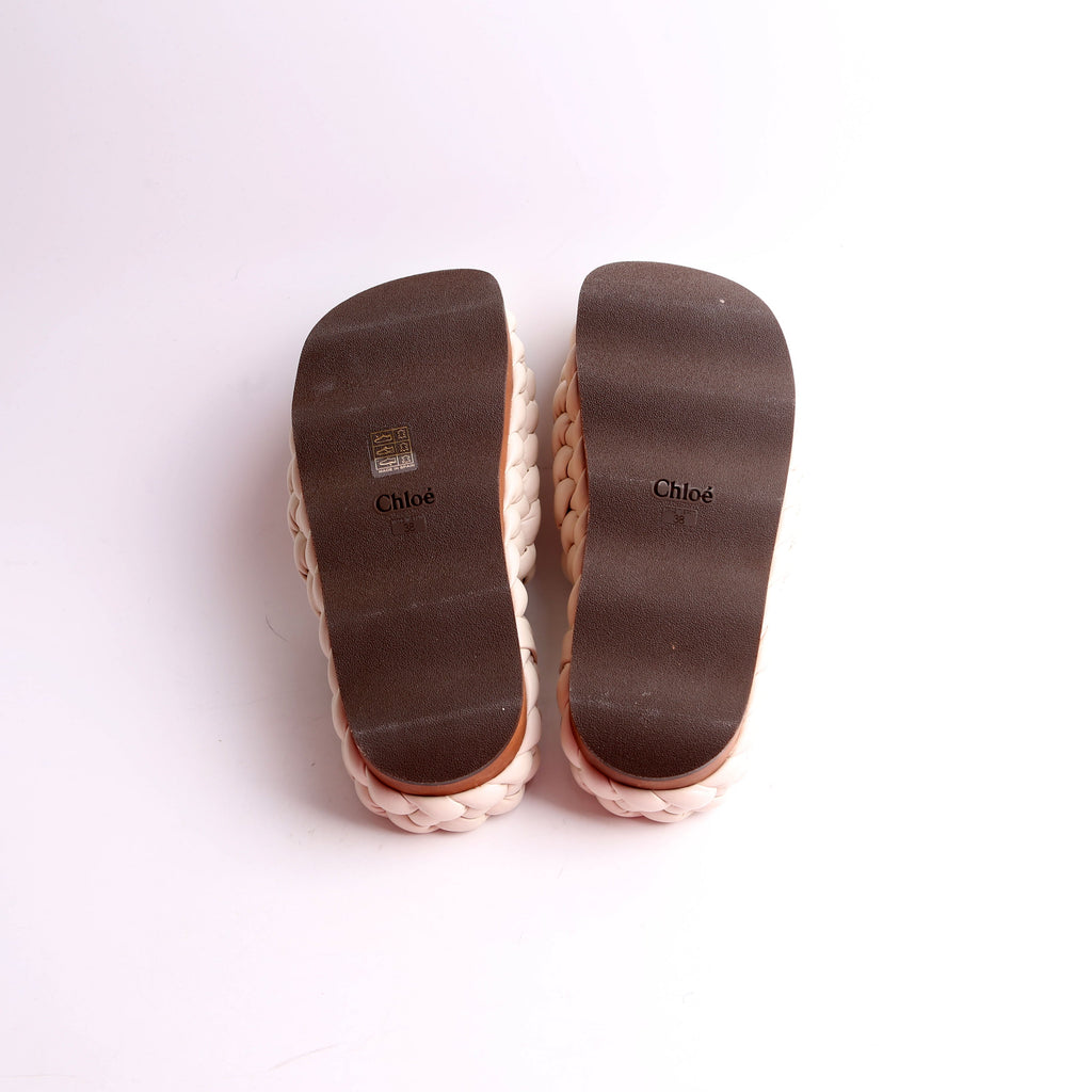 Wavy Leather Platform Slides Size 38