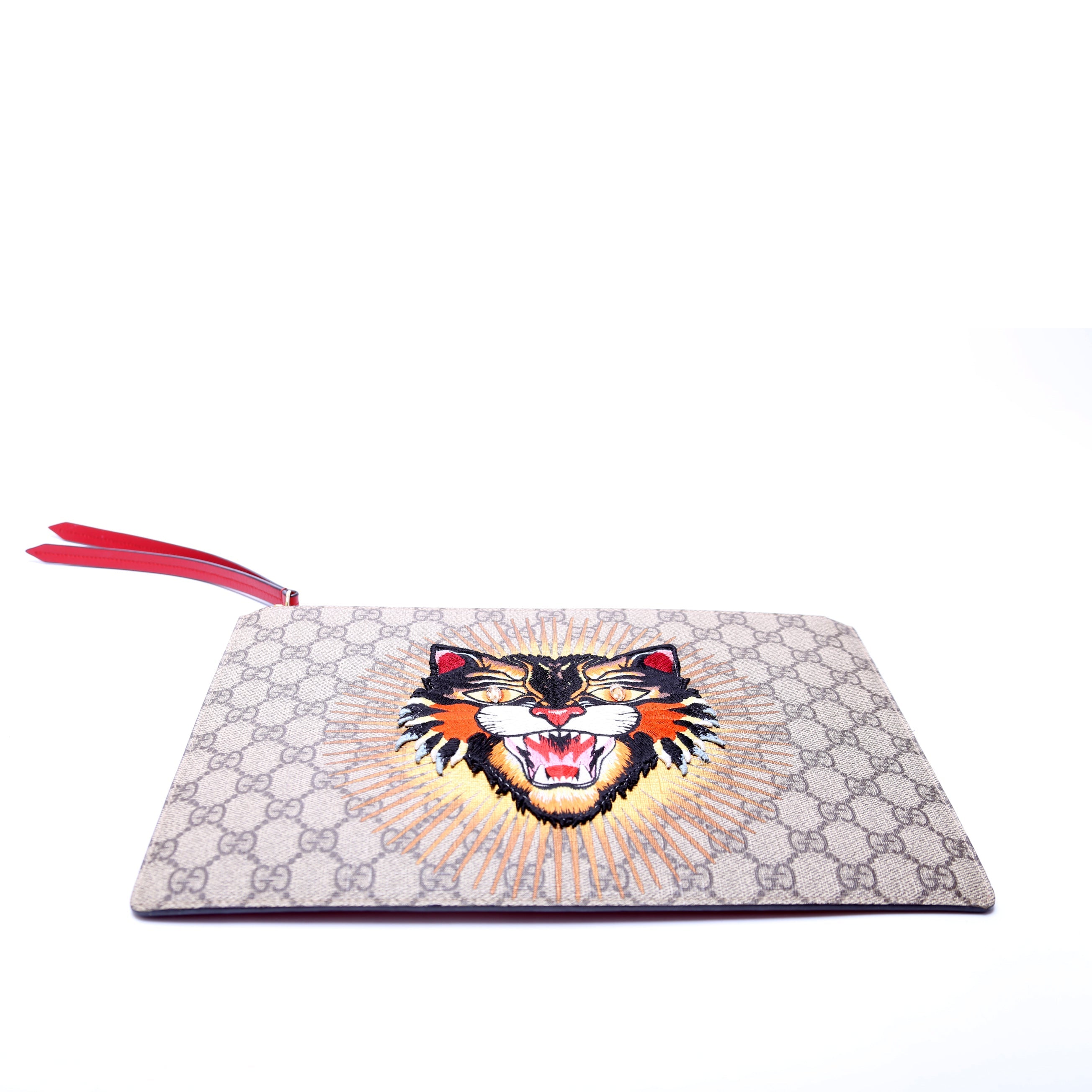 476411 GG Supreme Angry Cat Zip Pouch Red