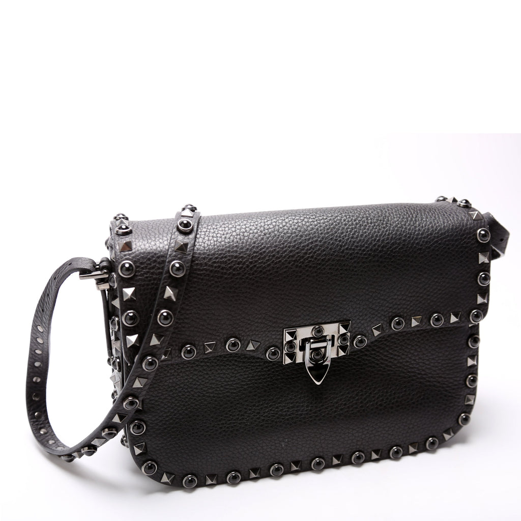 Rockstud Rolling Medium Crossbody Black