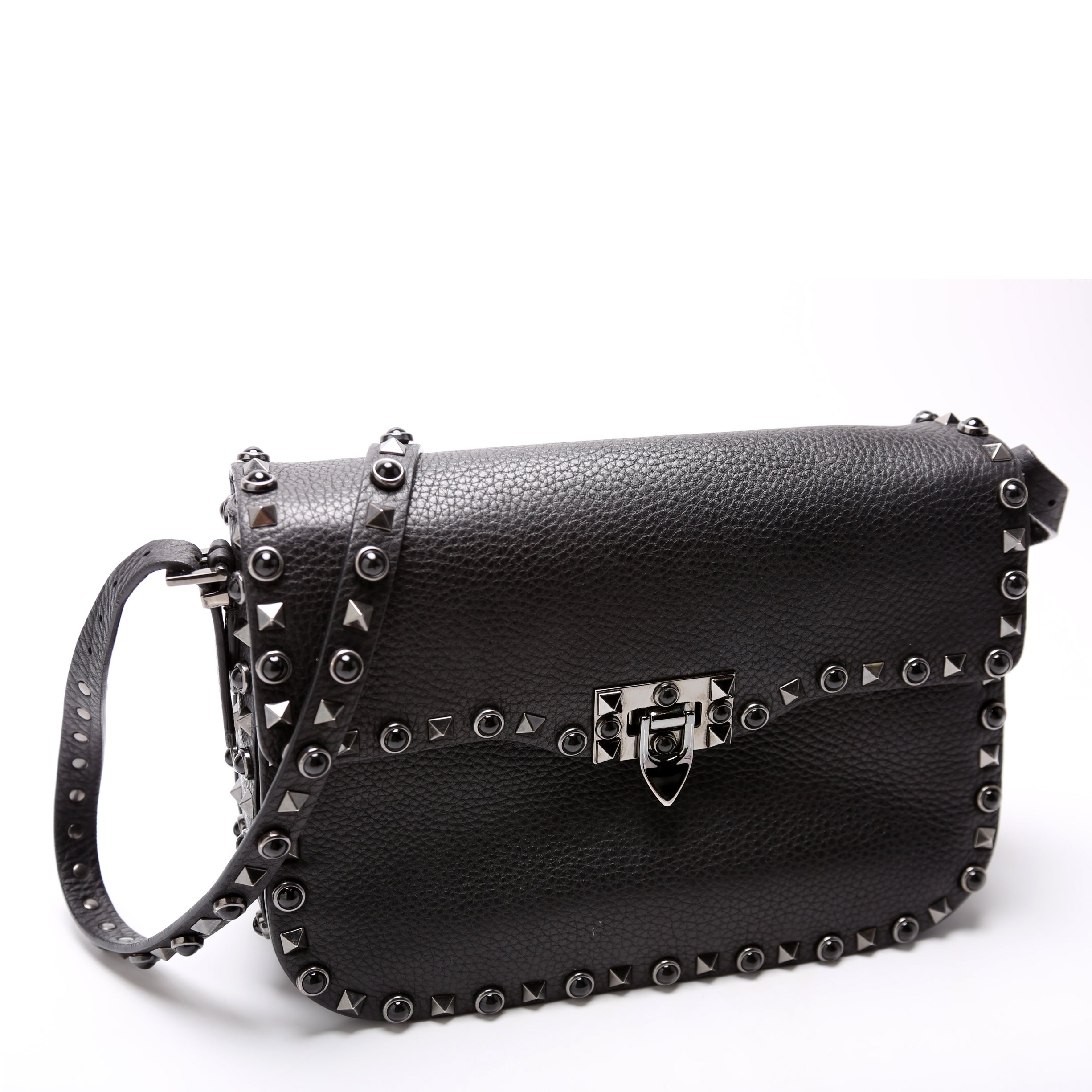 Rockstud Rolling Medium Crossbody Black