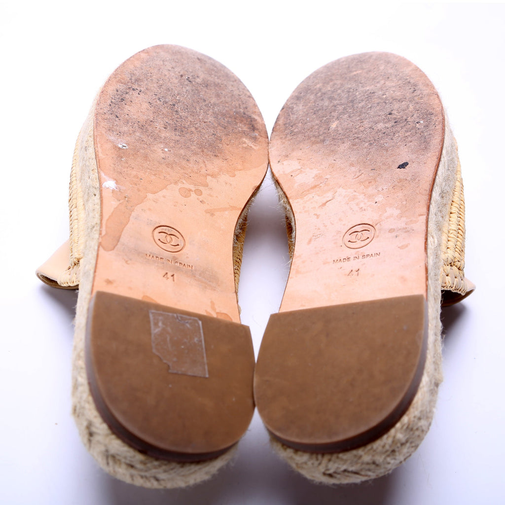 Espadrille Mules Size 41 Beige