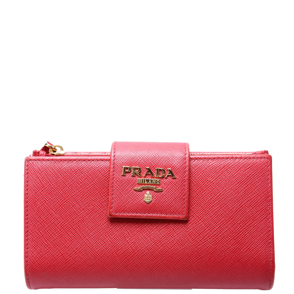Saffiano Metal Medium Wallet Red