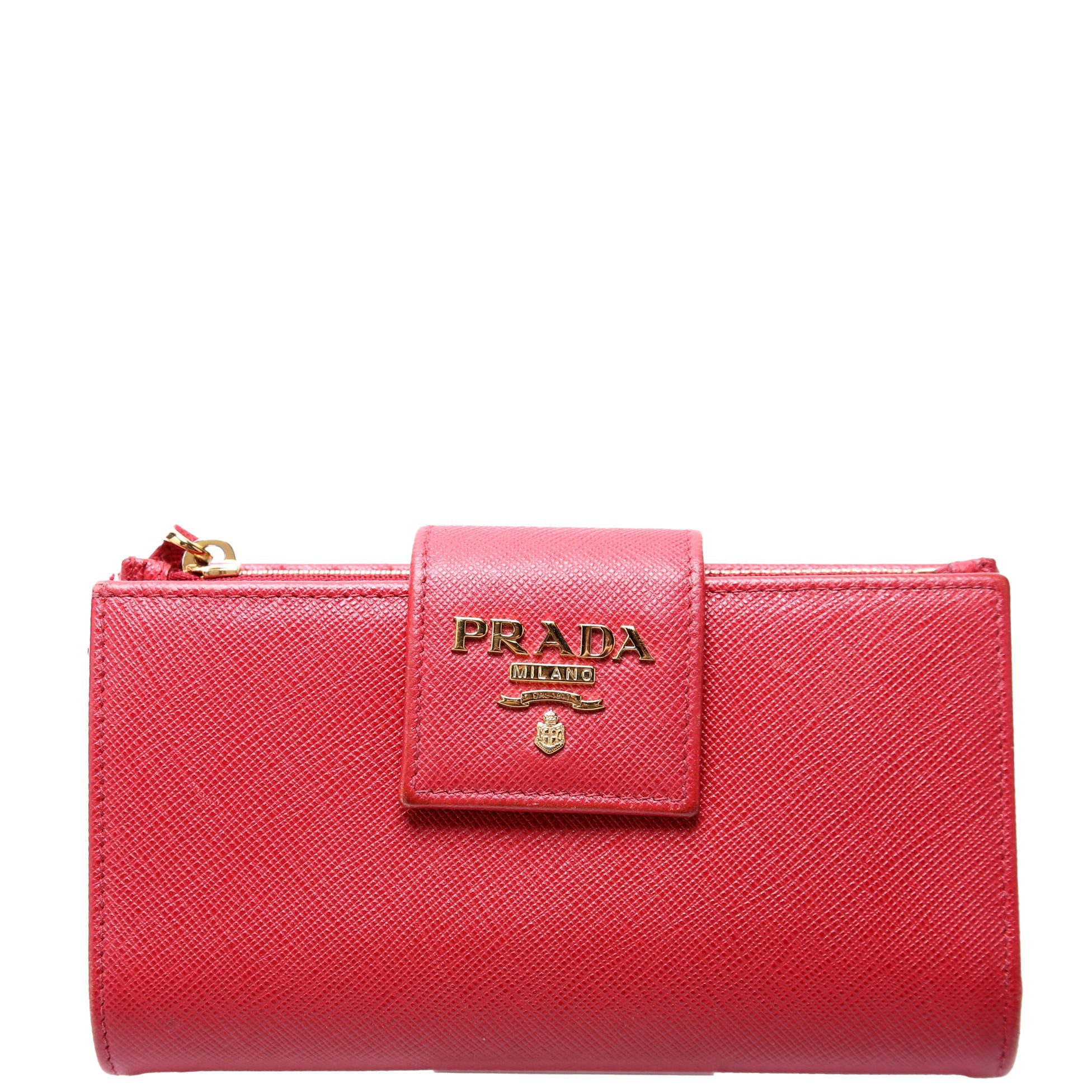 Saffiano Metal Medium Wallet Red