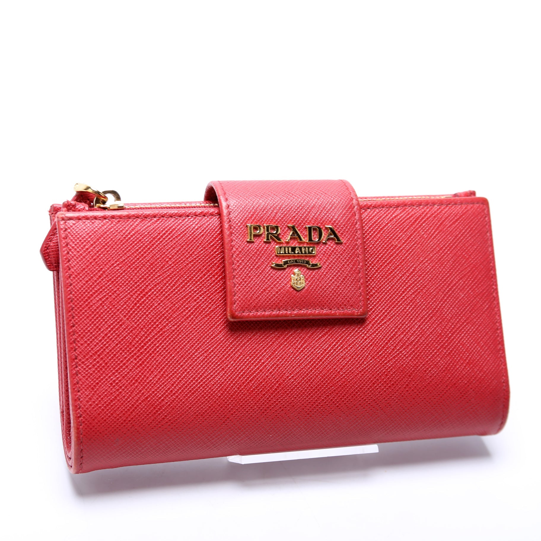 Saffiano Metal Medium Wallet Red
