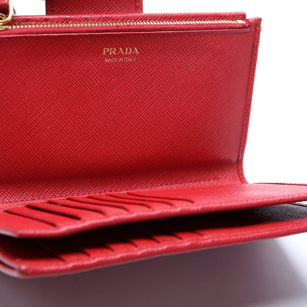 Saffiano Metal Medium Wallet Red