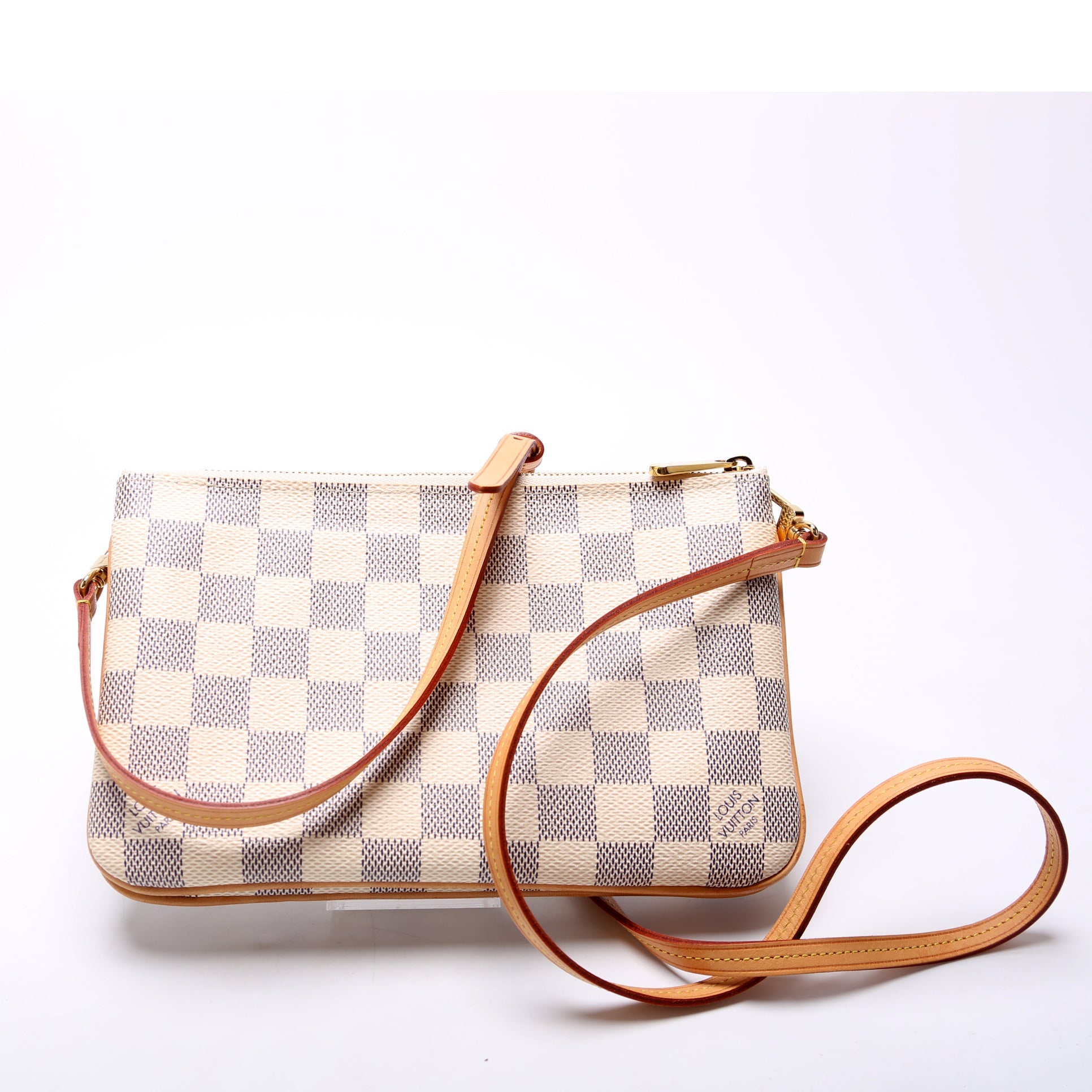 Double Zip Pochette Damier Azur