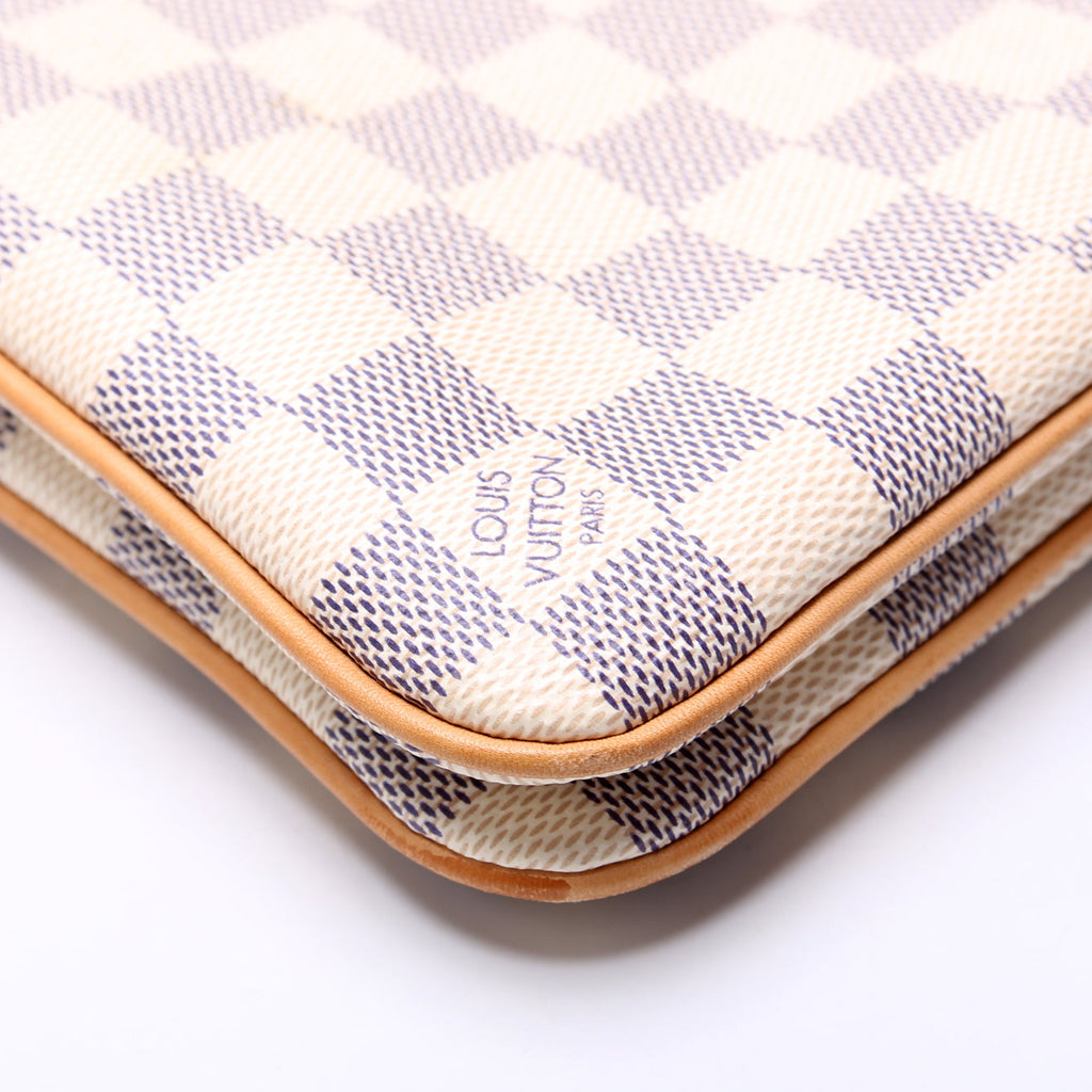 Double Zip Pochette Damier Azur