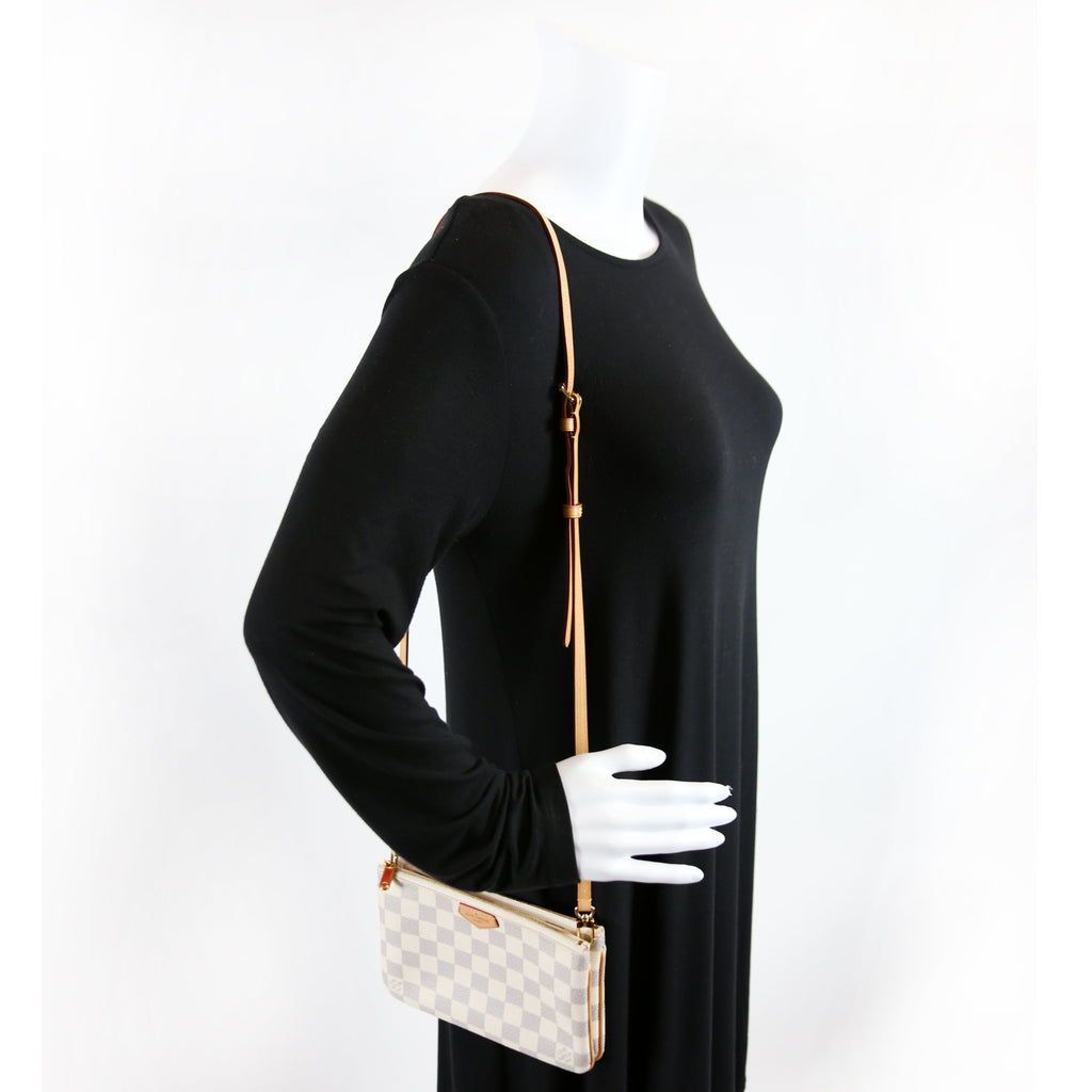 Double Zip Pochette Damier Azur