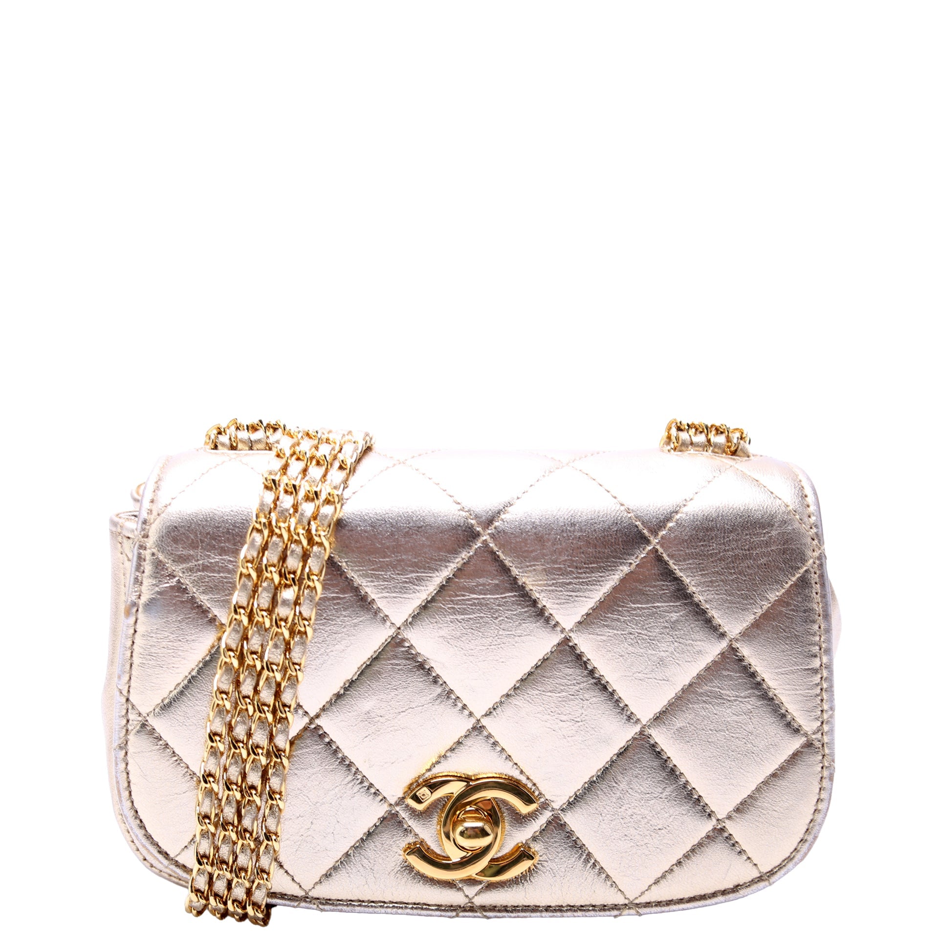 Multi Chain Flap Metallic Lambskin 3M Gold