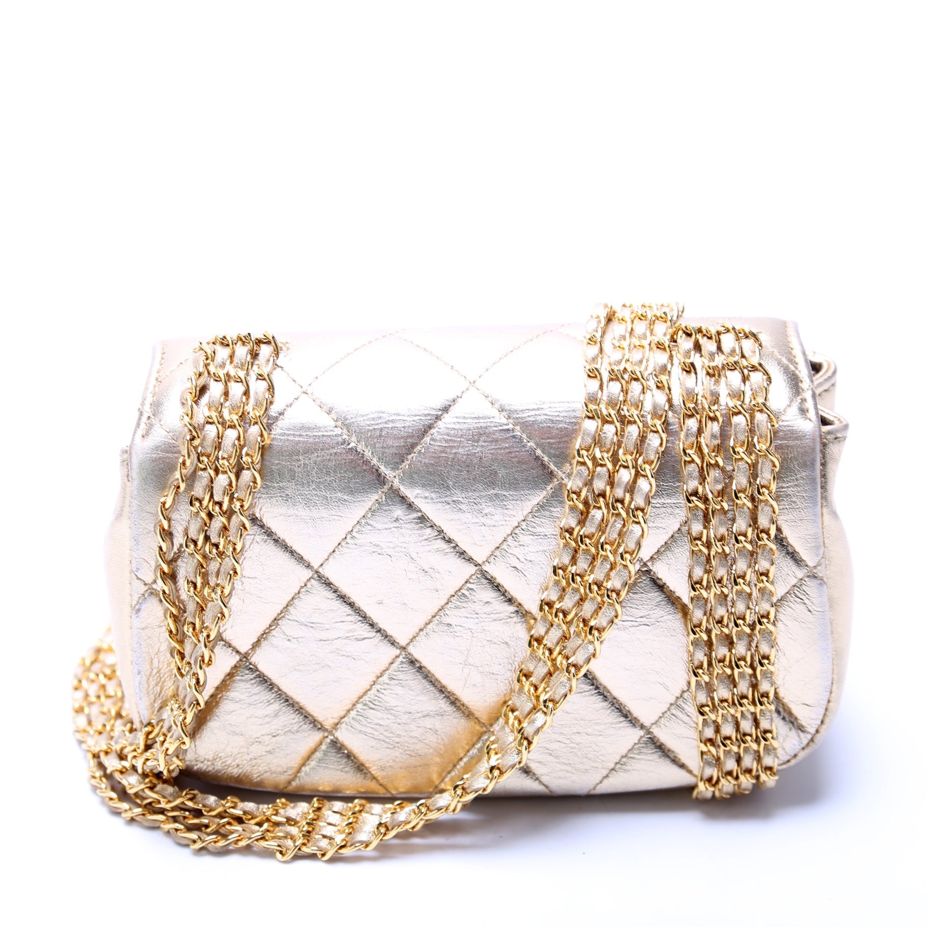 Multi Chain Flap Metallic Lambskin 3M Gold