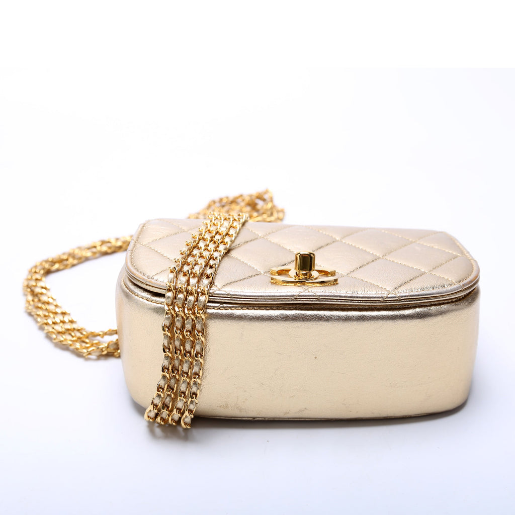 Multi Chain Flap Metallic Lambskin 3M Gold